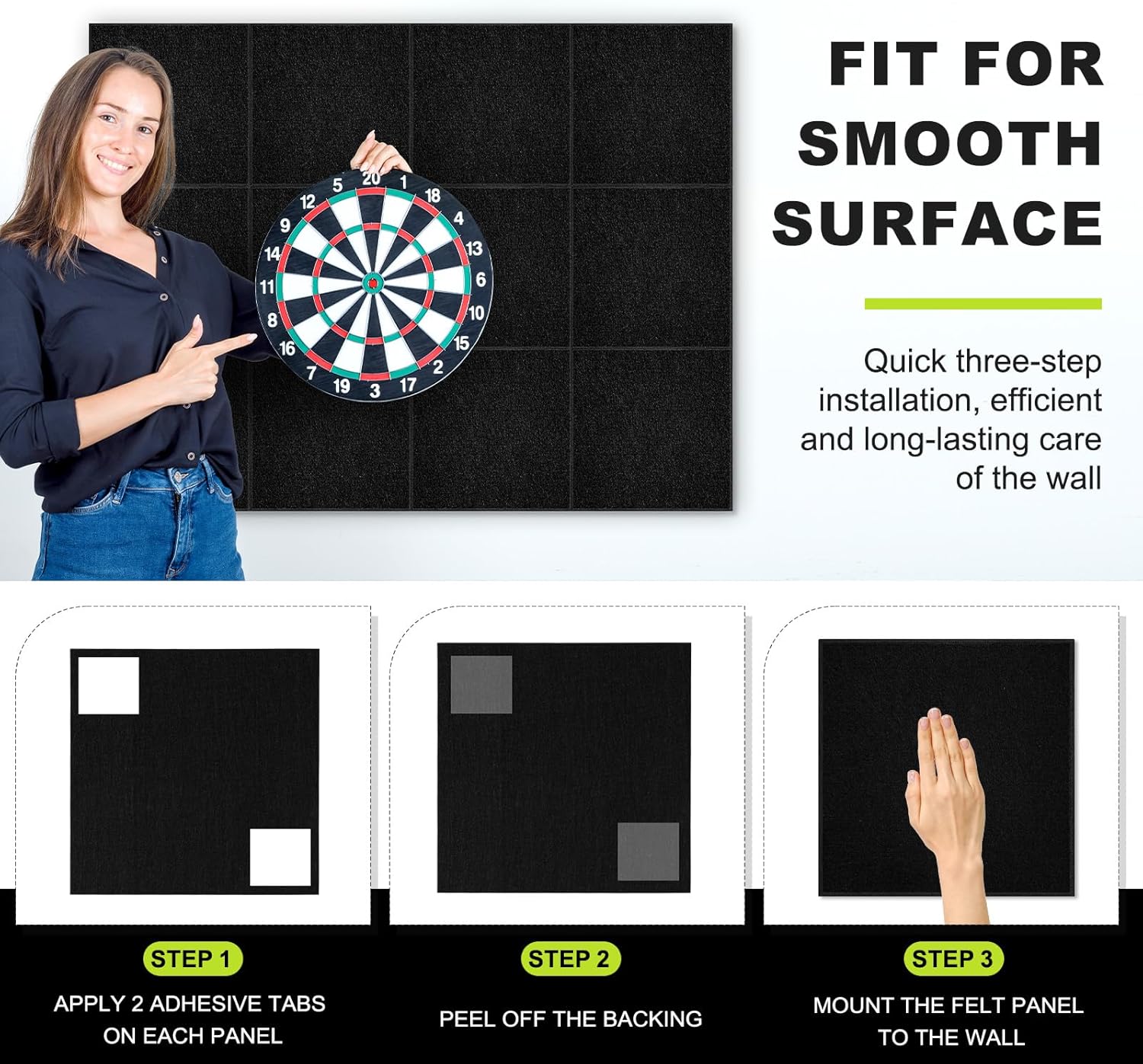 Dart Board Wall Protector, Extended Length Dartboard Surround Felt Board for Wall, Dart Board Accessories Backing Protector