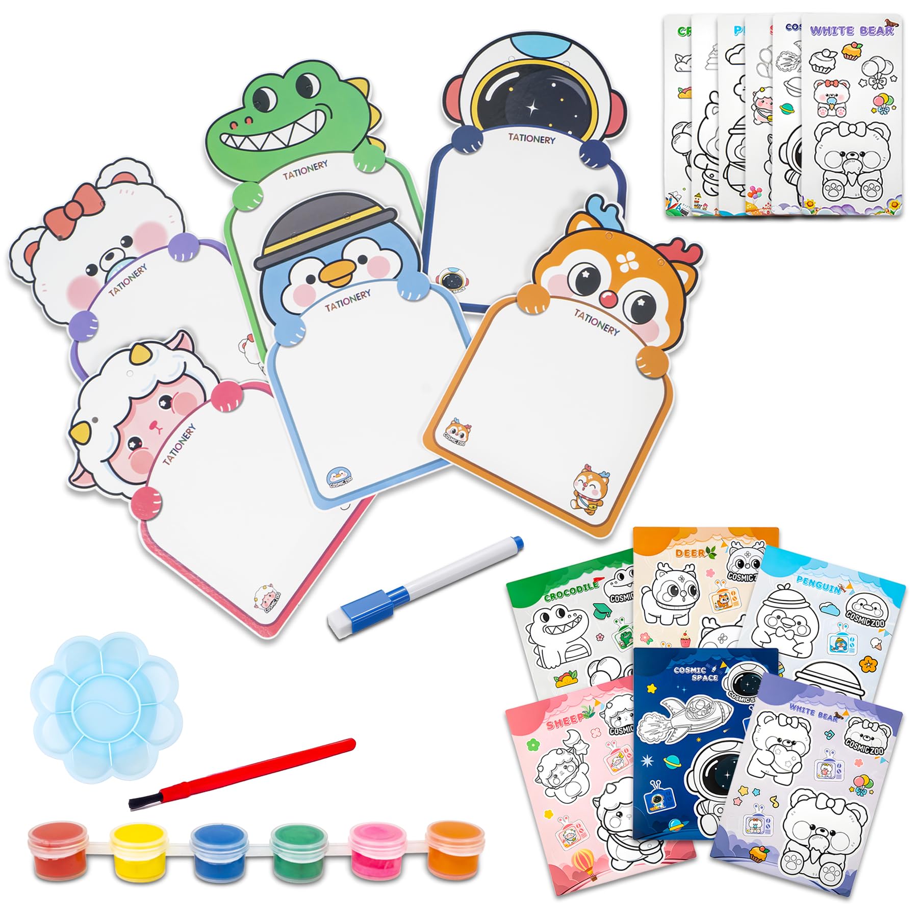 Wishkey Kids DIY Painting Kit Set of 6 with 252 Painting Activity Book for Toddlers 6 Time Table Board 36 Water Color 6 Marker 6 Mixing Tray Children Return Gifts for Kids Birthday Age 3+