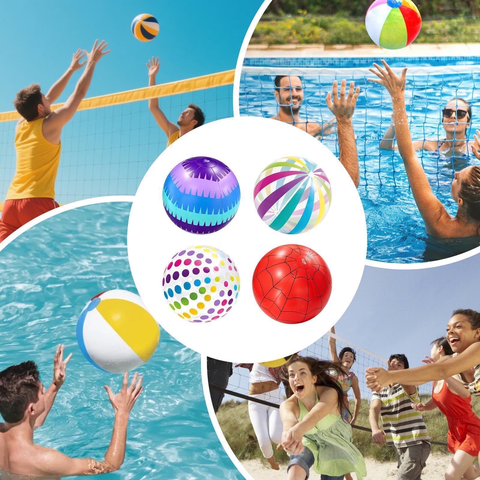 Strandball-Set mit Luftpumpe – 4-teiliges lustiges Sommerspielzeug für Strand, Garten & Pool