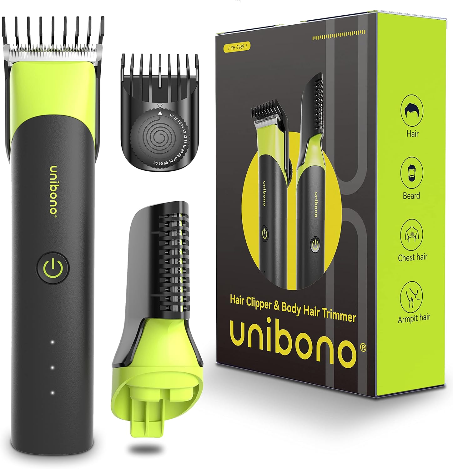 unibono Body Hair Trimmer with Hair Clippers for Men 2 in 1