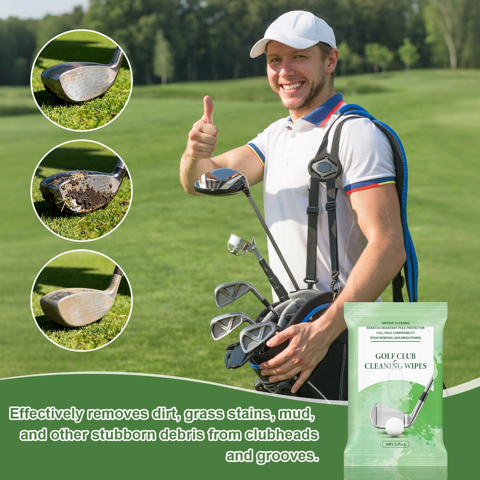 flintronic 3 Pezzi Salviette da Golf, Salviette Detergenti per Golfisti per Aste, Mazze e Palline, Accessori da Golf per Uomini e Donne