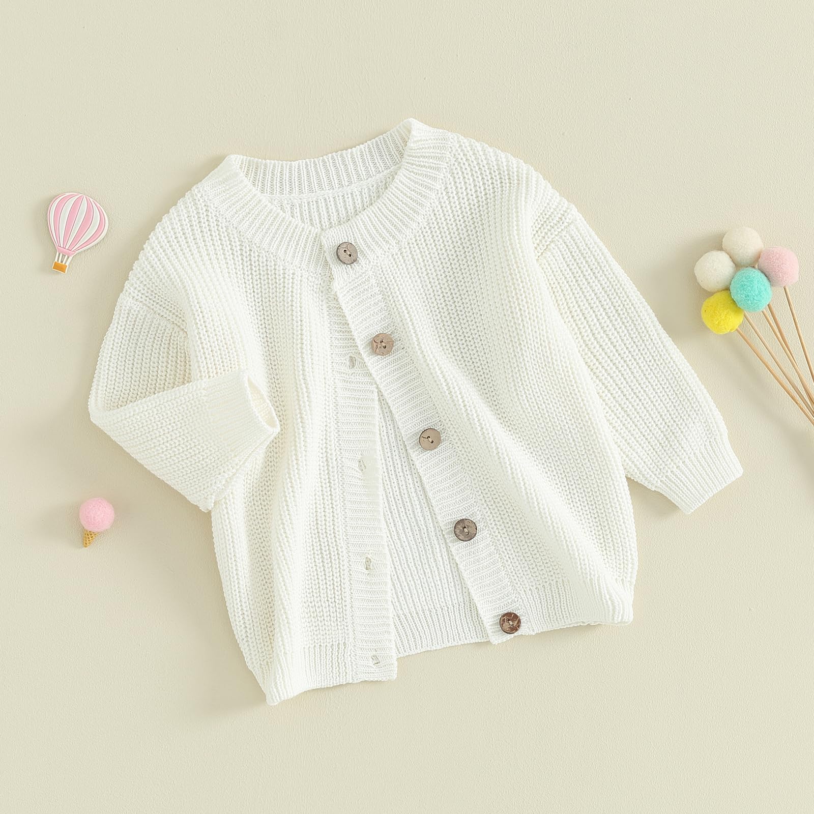 Toddler Baby Girls Boys Cardigan Sweater Knitted Button Up Long Sleeve Jacket Warm Outerwear Fall Winter Clothes (White, 4-5 Years)