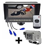 RAV-MO 7WHD Metal AHD Monitor with 3 Camera Inputs Set with CARGUARD Systems RAV-F Full HD 1080P Rear View Camera 115^0 9-32V and Guidelines