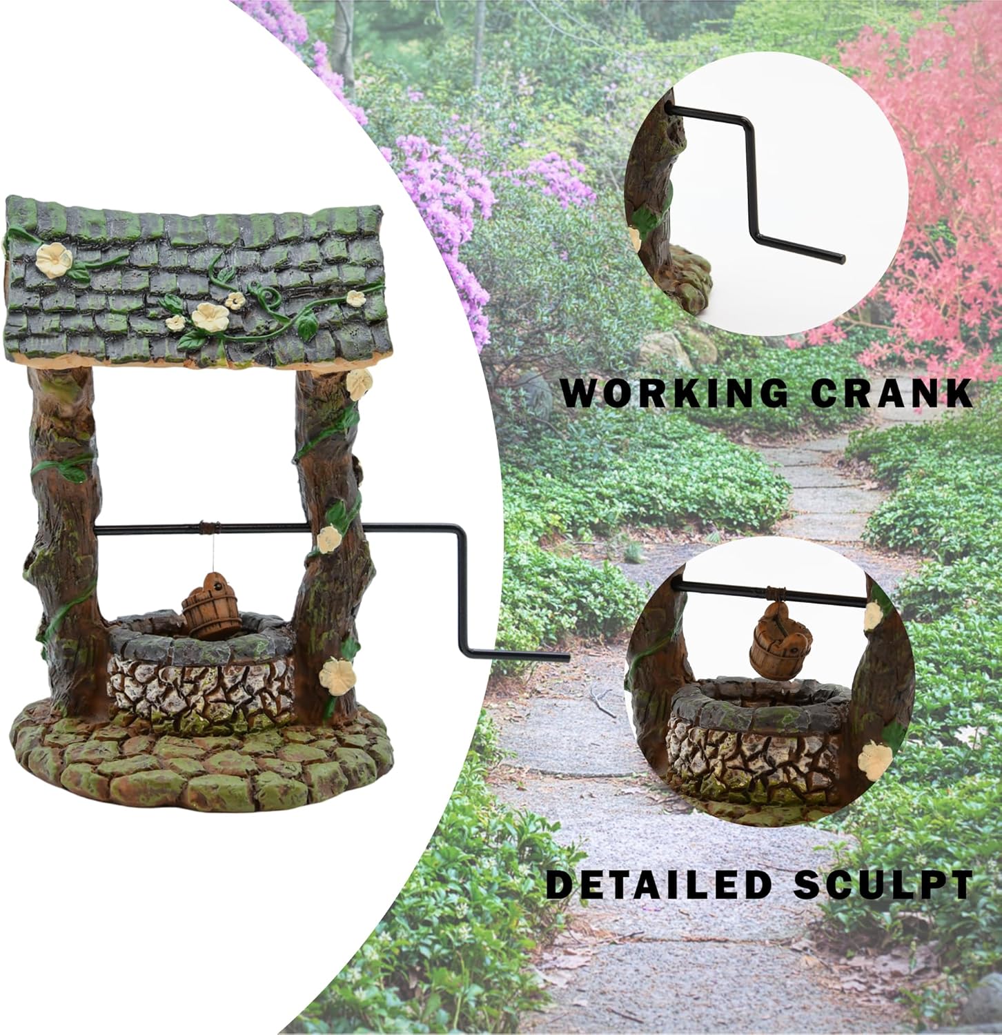 Fairy Garden Wishing Well Mini – Mini Lawn Ornaments Fairy Garden Accessories, Planter, Outdoor Decor - Miniature Figurines for Dollhouse, Diorama or Tiny House, Miniature Things - Brown 2.5"