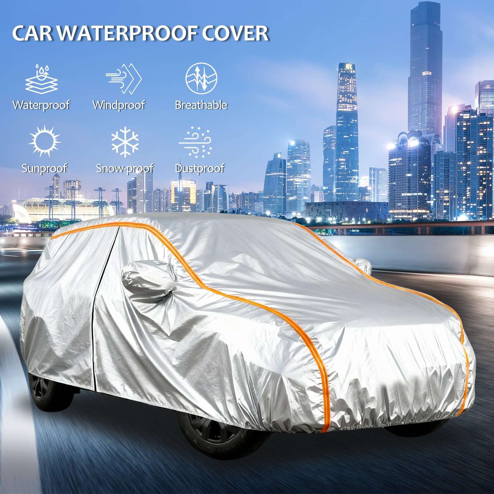 Funda Coche Exterior Hecho para Fiat 124 Spider 2016-2024 2025, Impermeable Lona Coche Transpirable Fundas Completa para Todo el Año Resistente Al Polvo Lluvia Nieve Rasguño