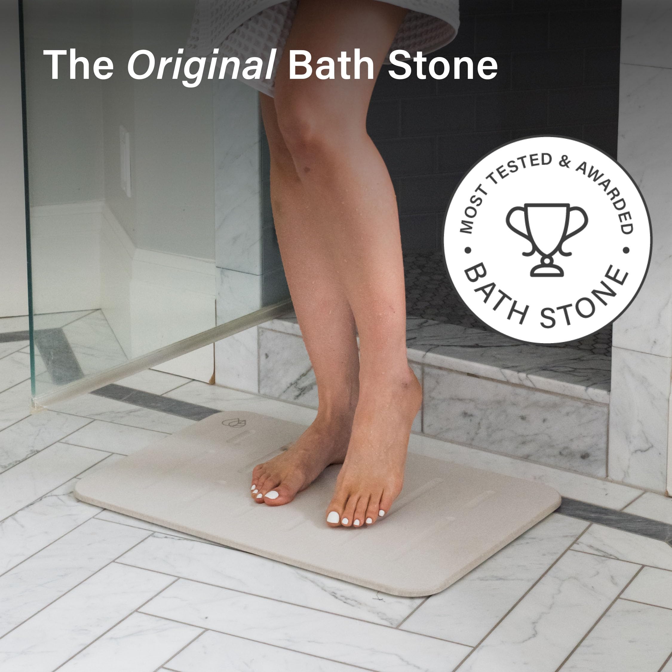 Dorai Home Bath Stone Mat 23.6"x15.4" – Luxury Diatomite Stone Mat, Quick-Dry, Non-Slip, Rain Sandstone