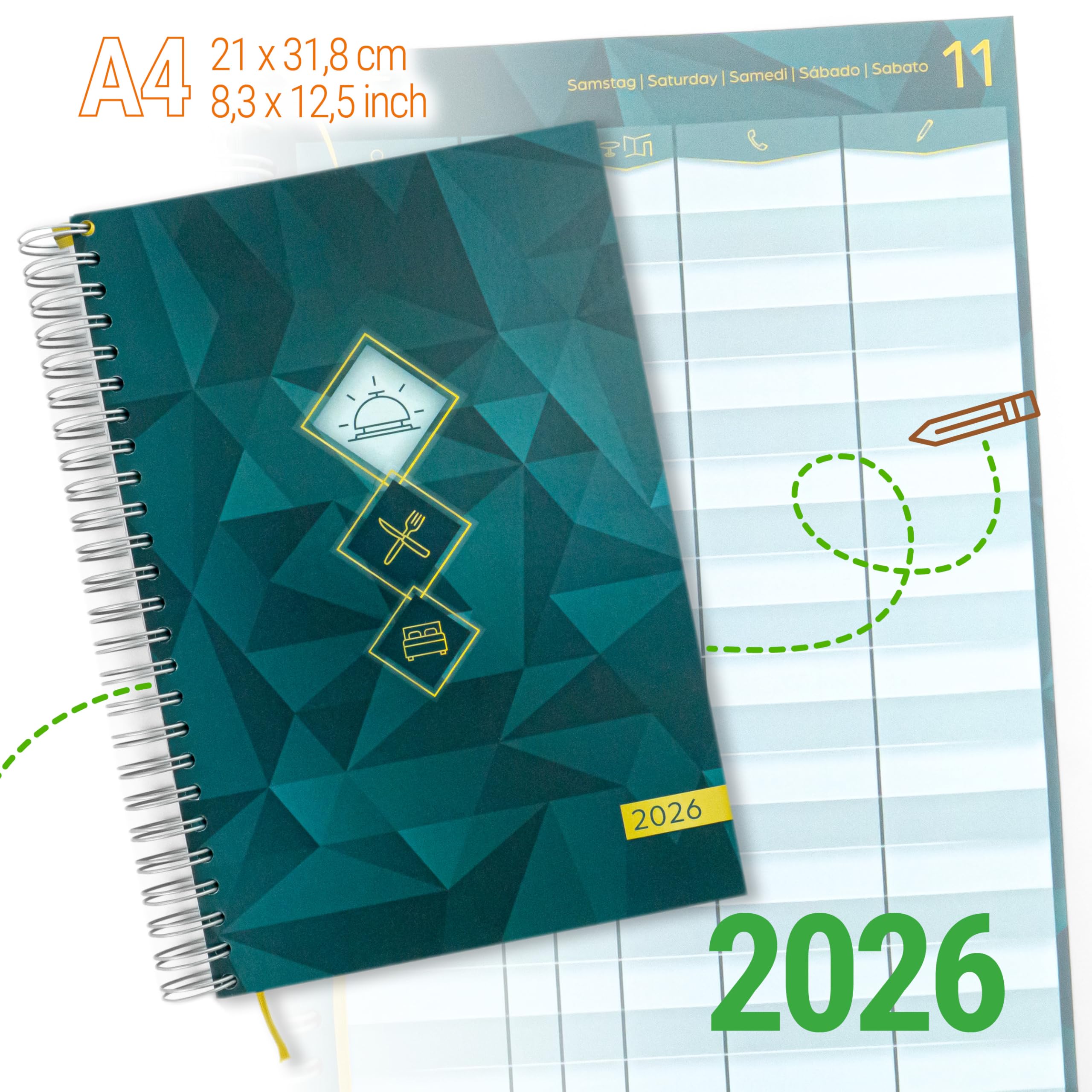 Premium Design 2026 - Raccoglitore ad anelli, formato A4, per gastronomia e hotel, ristorante, gastronomia, pensioni, 1 pezzo