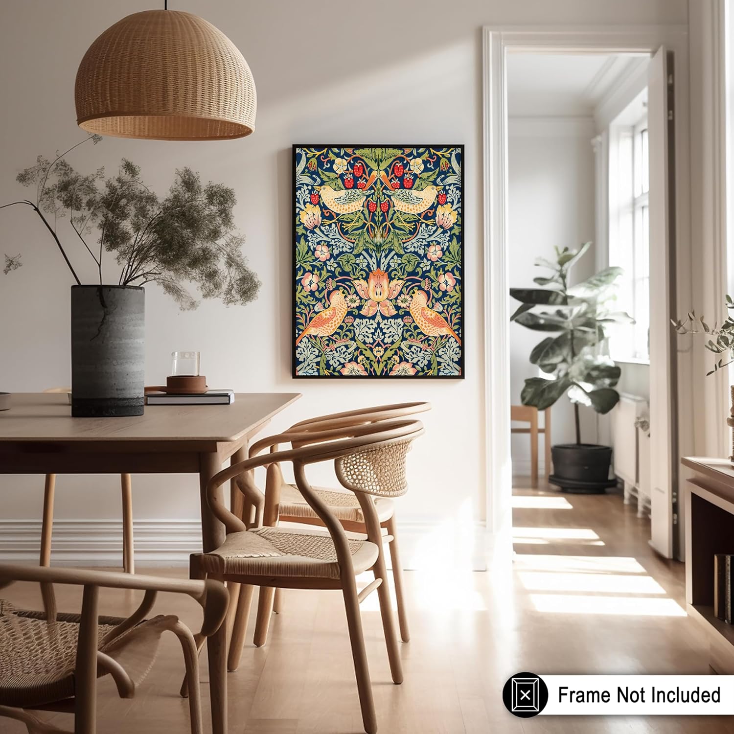 Poster Master Vintage William Morris Poster - Retro Strawberry Thief Print - Floral Art - Flower Print - Bird Design - Textile Design - Aesthetic Office or Bedroom Decor - 8x10 UNFRAMED Wall Decor