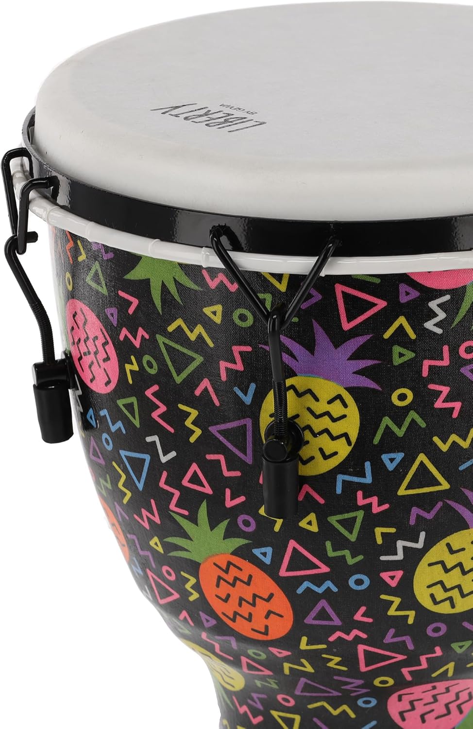 GEWA Liberty Djembé Mechanically Tuned - Size (Diameter): 12 Inches (30.5 cm), Height: 23.5 Inches (59 cm) - Number of Tension Hooks: 6 - Pineapple