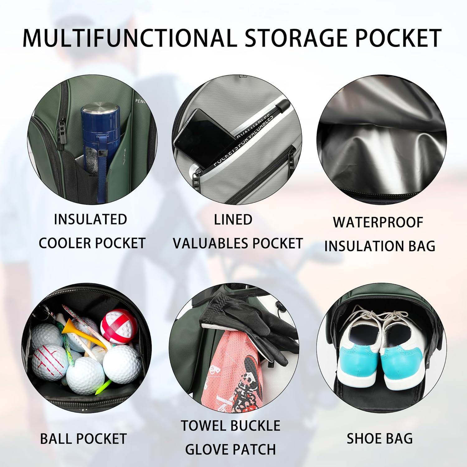 Golf Bag Combo: 14-Way Divider Cart Bag with Rain Cover + Lightweight Stand Bag, Multifunctional & Durable for All Golf Scenarios