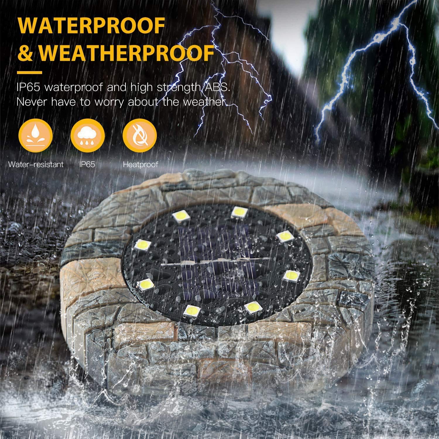 8 x LED Lámpara solar Piso de jardín al aire libre Luces impermeables de acero inoxidable, Sensor oscuro Luces de paisaje para césped Camino Patio Calzadas Área de piscina (blanca - la roca, 32pcs)