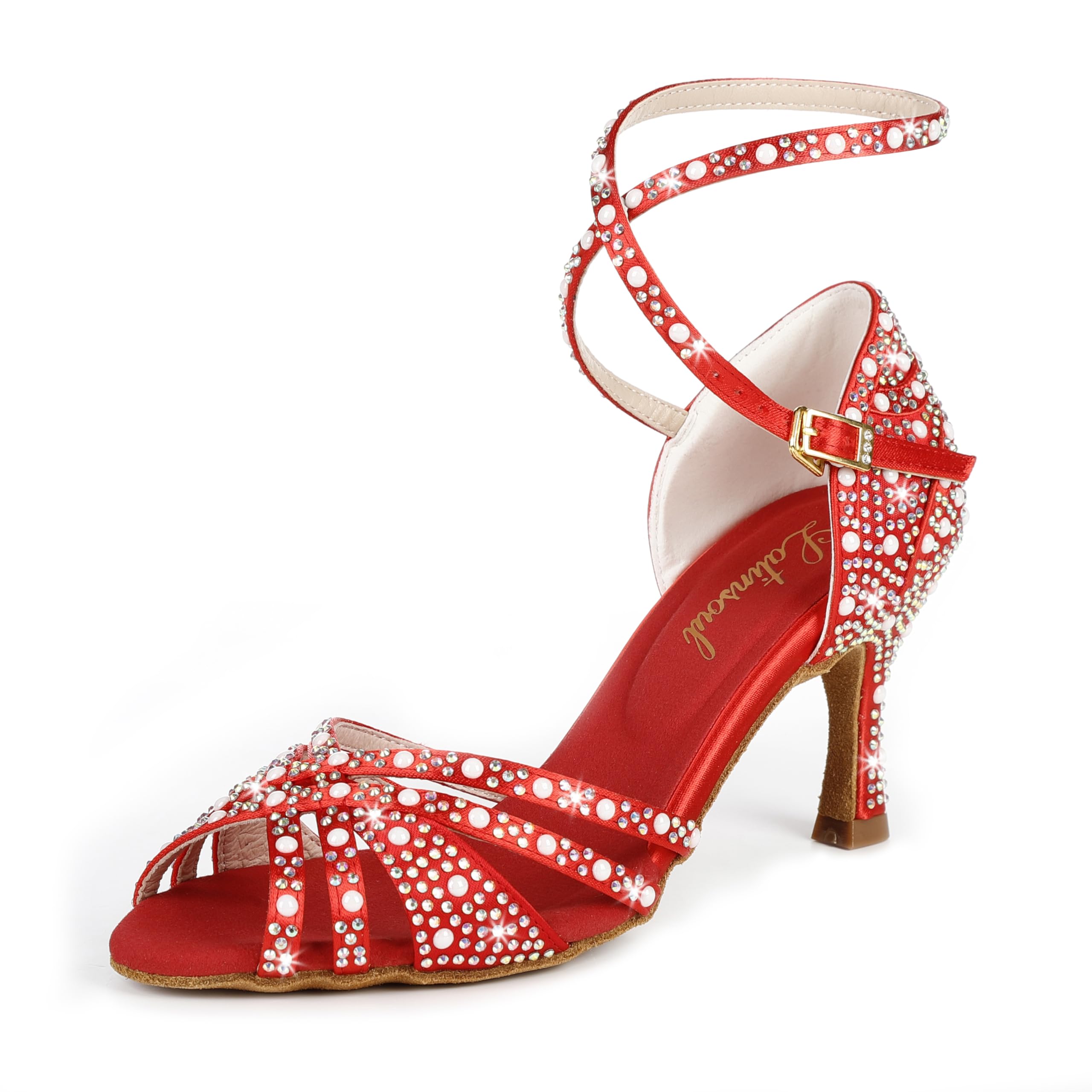 Latinsoul Y205-36 Scarpe da Ballo Latino da Donna con Tacco Alto e Strass Design Elegante con Cinturino Regolabile Scarpe comode per Ballo da Sala e Salsa