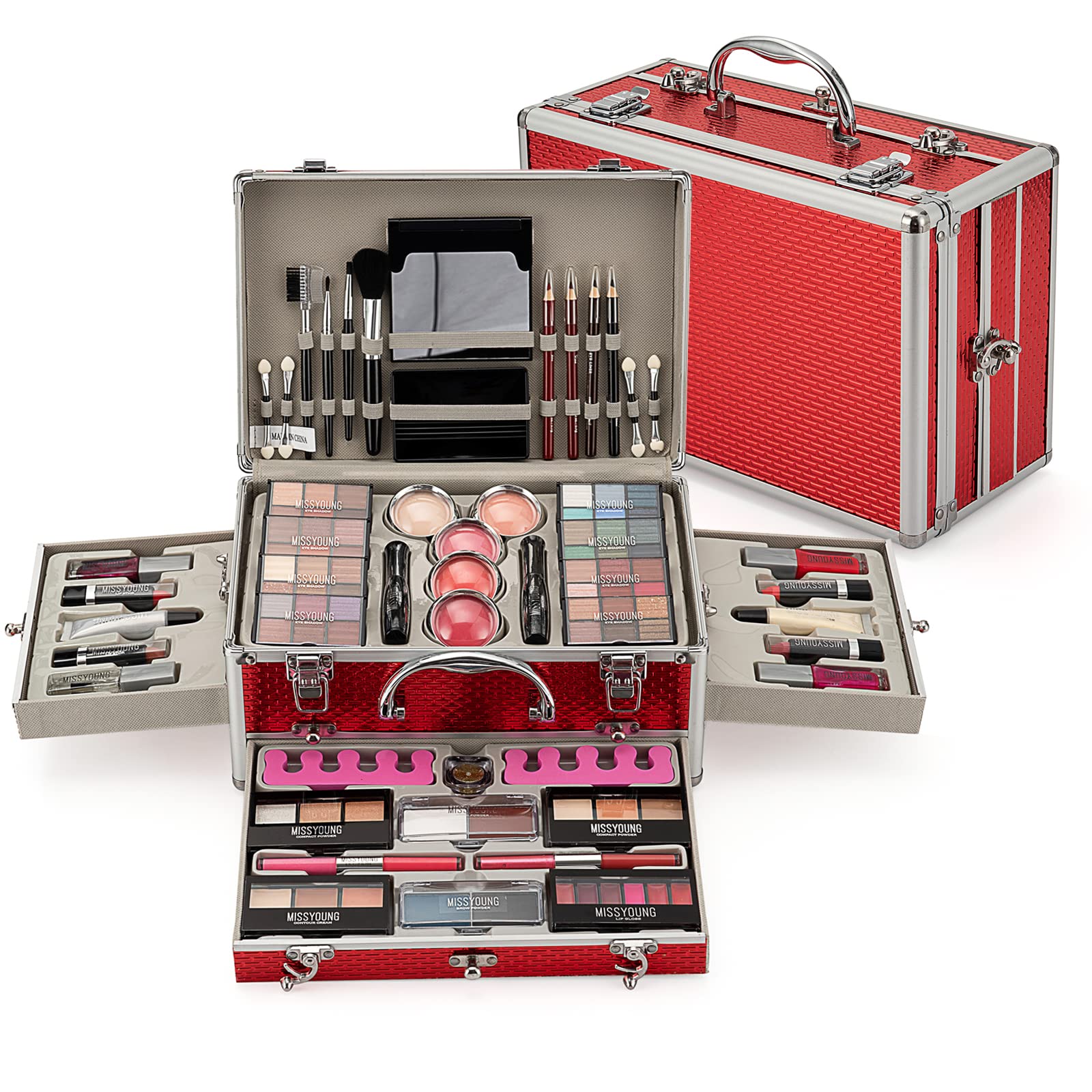 Kit de maquillage Complet, Polyvalent Ensemble-cadeau de Cosmétique avec Fard à Paupières Palette Correcteur Fard à Joues Rouge à Lèvre pour Femme, Tout-en-un Mallette de Maquillage Beauté Set#1