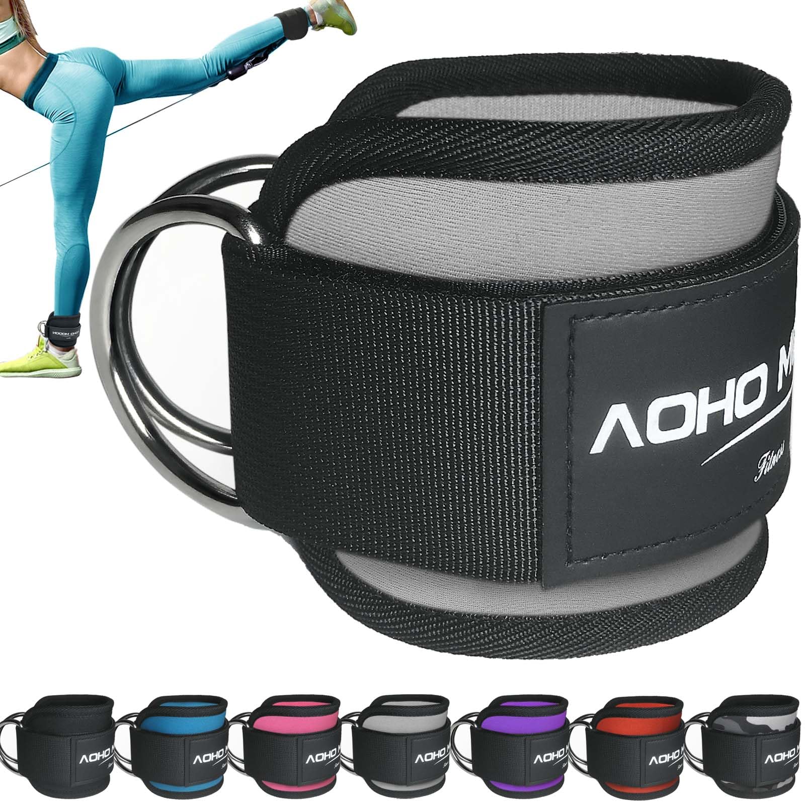AOHO MOOON Ankle Strap for Cable Machine Attachments, Gym Accessories for Women and Men, Neoprene Ankle Cuffs for glute Kickback, Leg Workouts ande Booty Hip Abductors Exercise