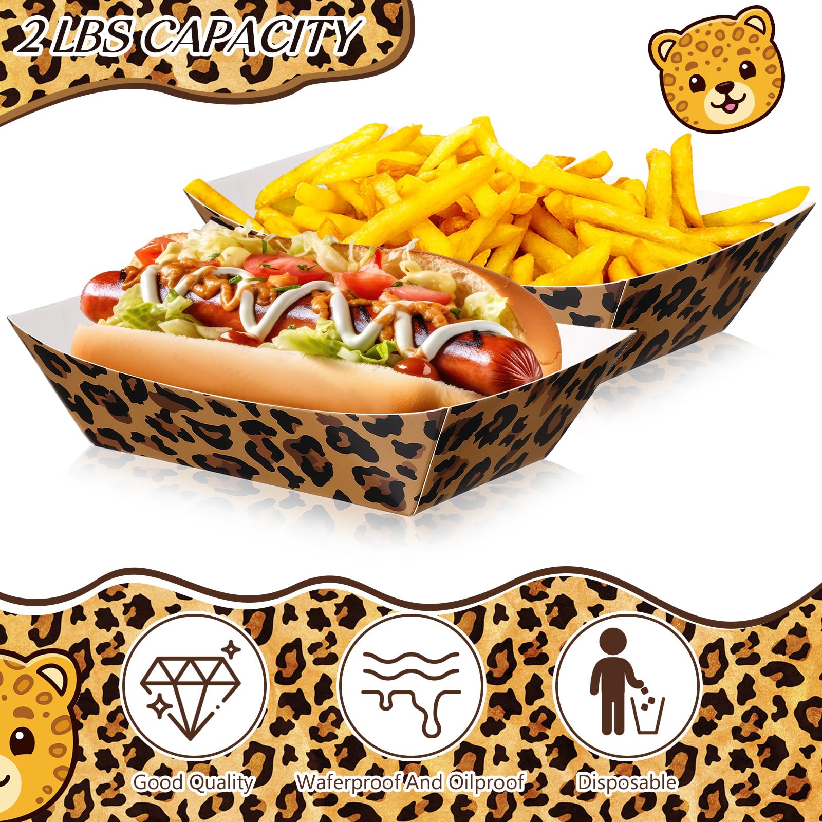 Amazon.com: Yinkin 100 Pcs 2lb Leopard Print Paper Food Trays