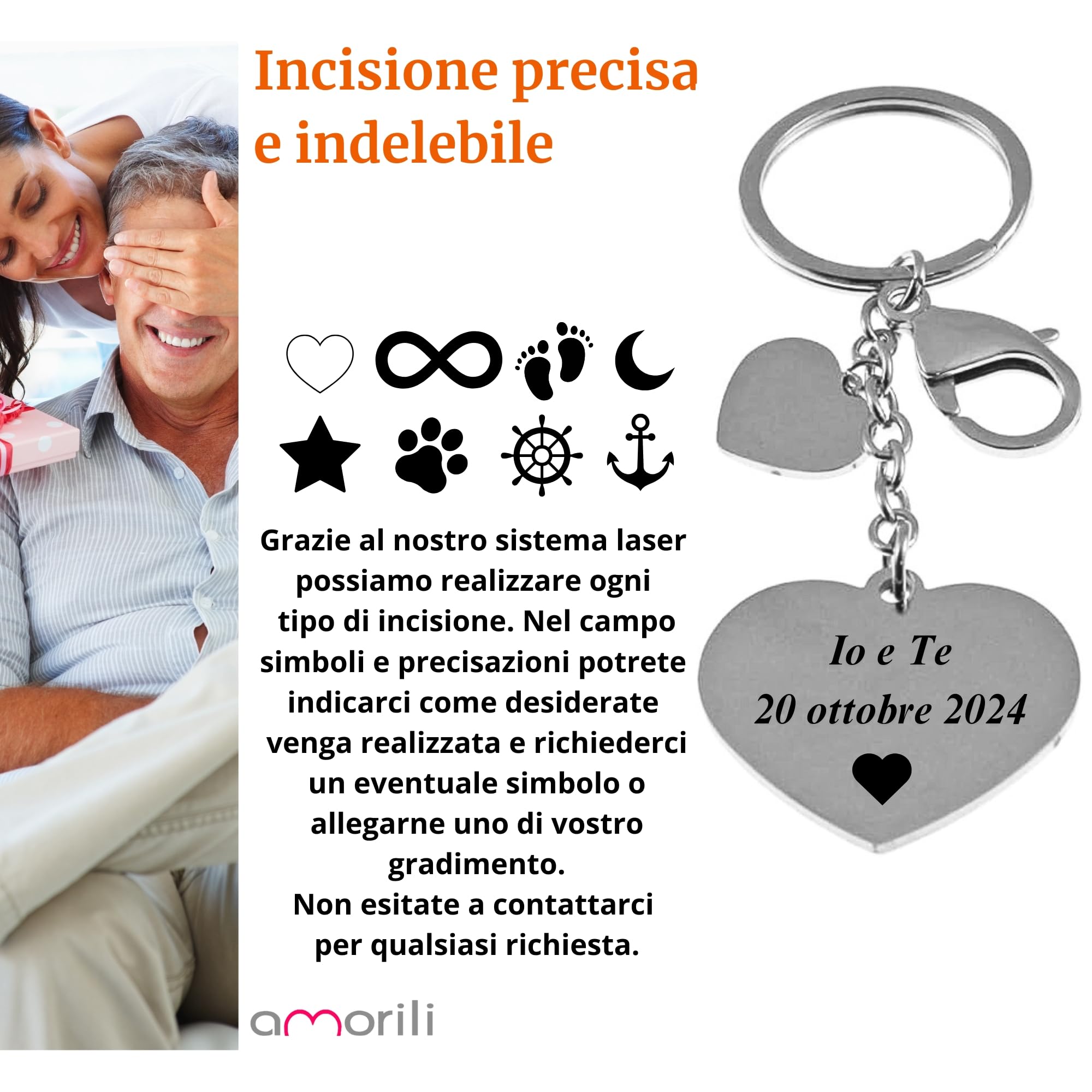Portachiavi donna cuore personalizzabile con incisione prt0042