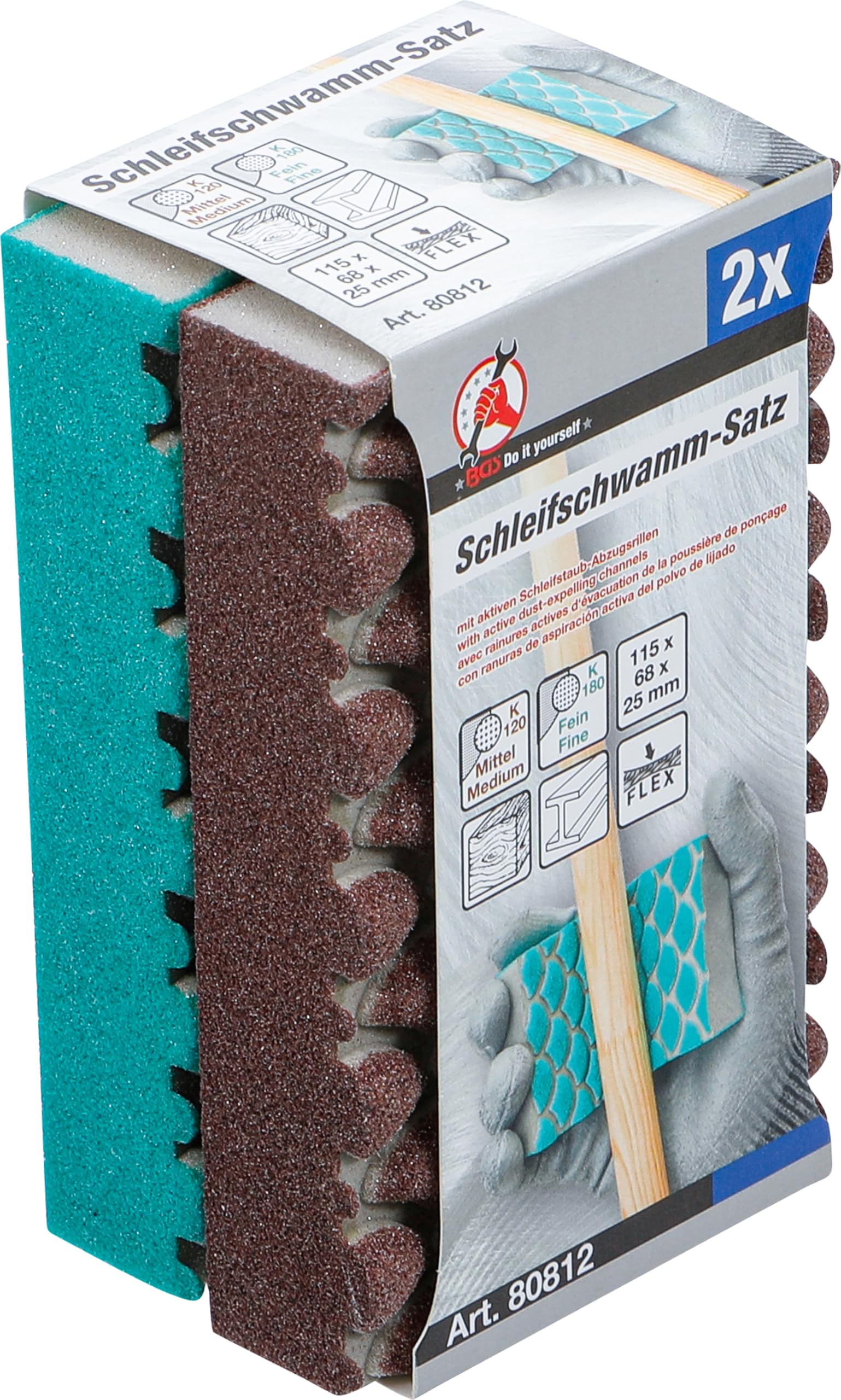 BGS Diy 80812 | Set di spugne abrasive | K 120, 180 | 2 pz.