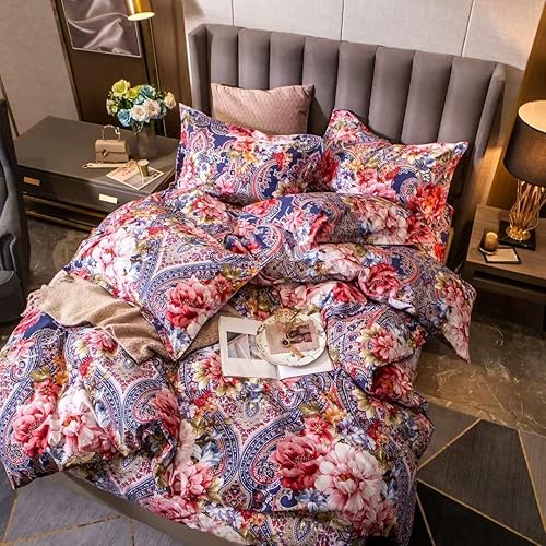 Vista 58 de SOFTTA - 1 funda nórdica + 2 fundas de almohada Paisley Modern Juego de cama 100% algodón egipcio Amanda Azul