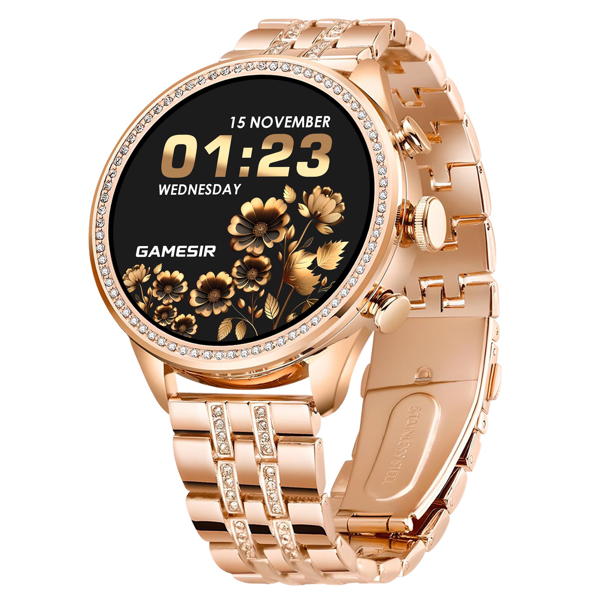 GameSir Genquella Premium Smartwatch for Women & Girls, Bluetooth Calling, 1.69” AMOLED HD Display, 100+ Fitness Modes, SPO₂ & Sleep Monitor, Custom Watch Faces, IP68 Waterproof, Stylish Design(Gold)
