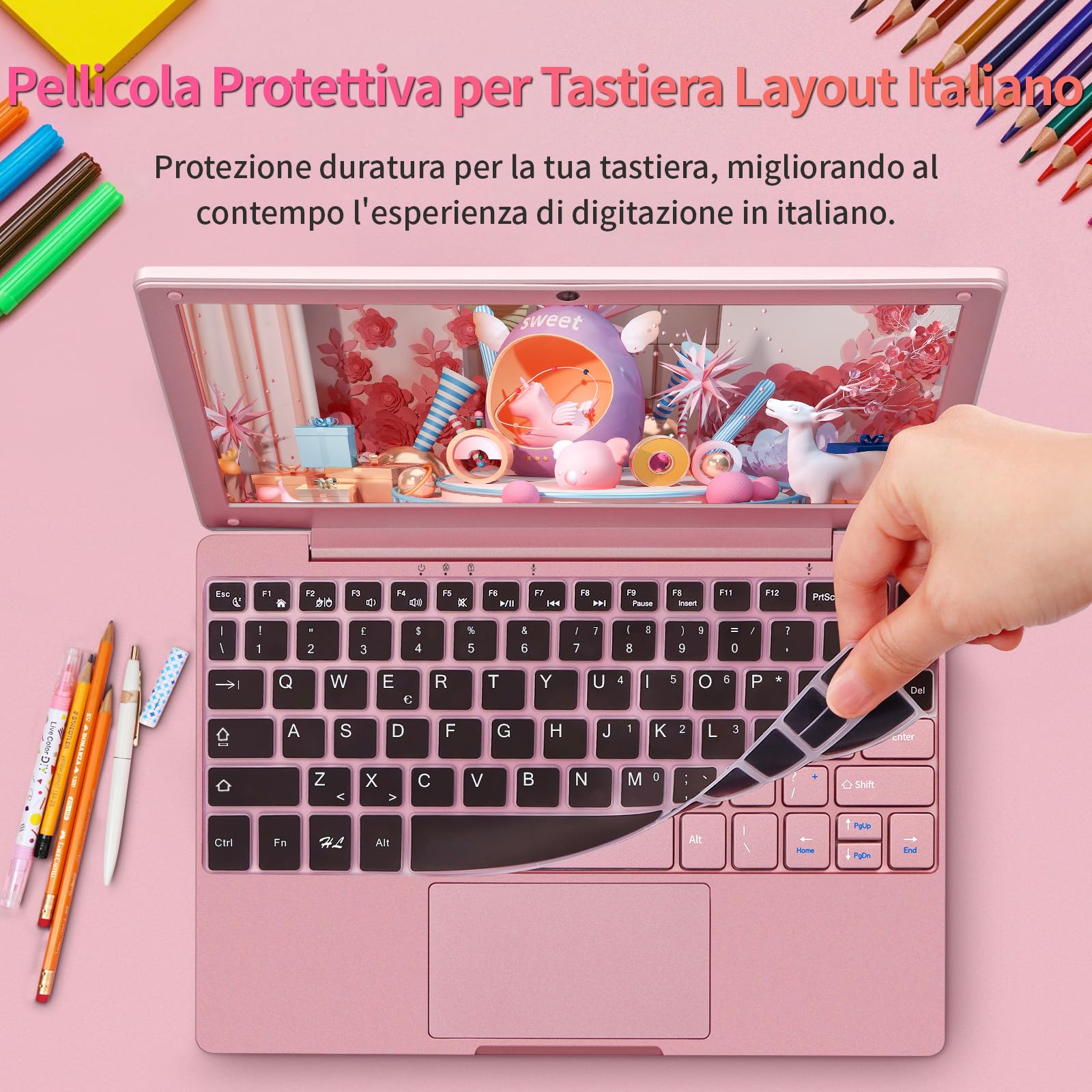 LONGEVINCE Piccolo mini laptop,10,1 pollici (0,79 kg),ultra sottile e leggero netbook Windows 11,Celeron N4020,8 G DDR4,webcam,USB 3.0,tipo C,HDMI,perfetto per bambini e adulti (Oro rosa, 8G+960G SSD)