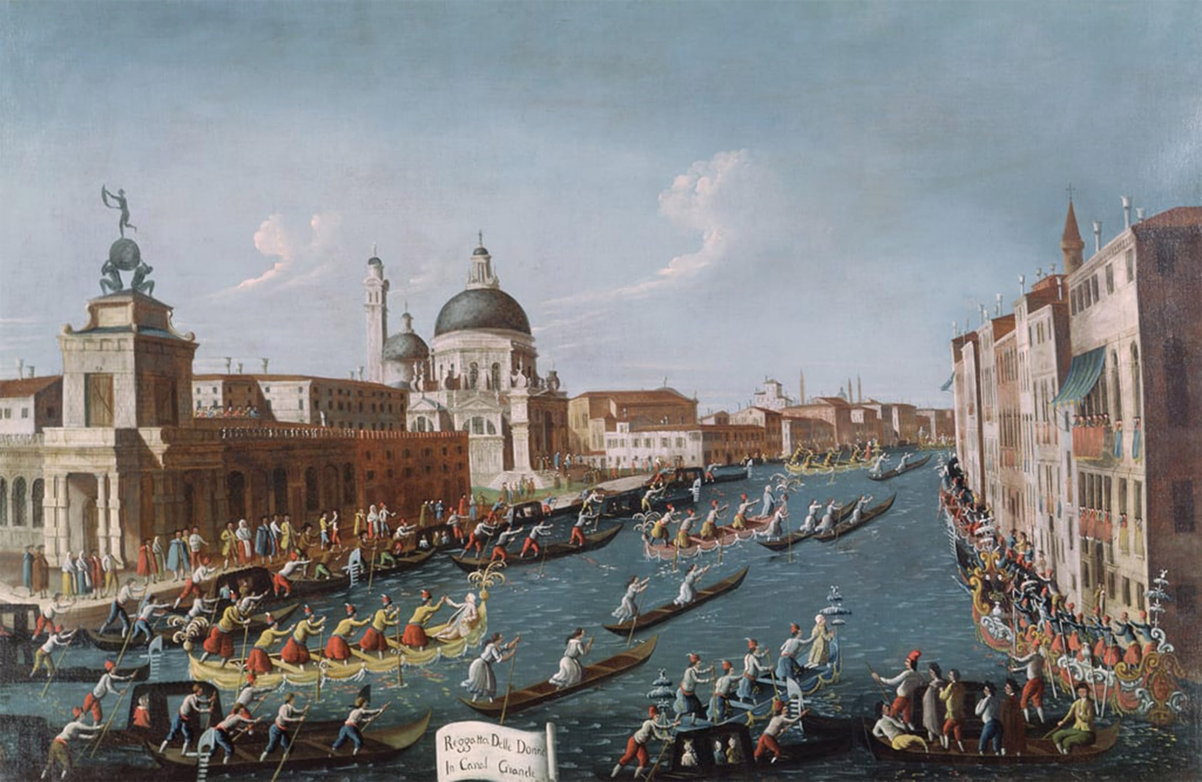 POSTERIIk Famous Modern Artwork Art Mural the Women's Regatta on the Grand Canal Venice by Gabriele Bella Oil Paintings Pictures for Home Decor 60x90cm