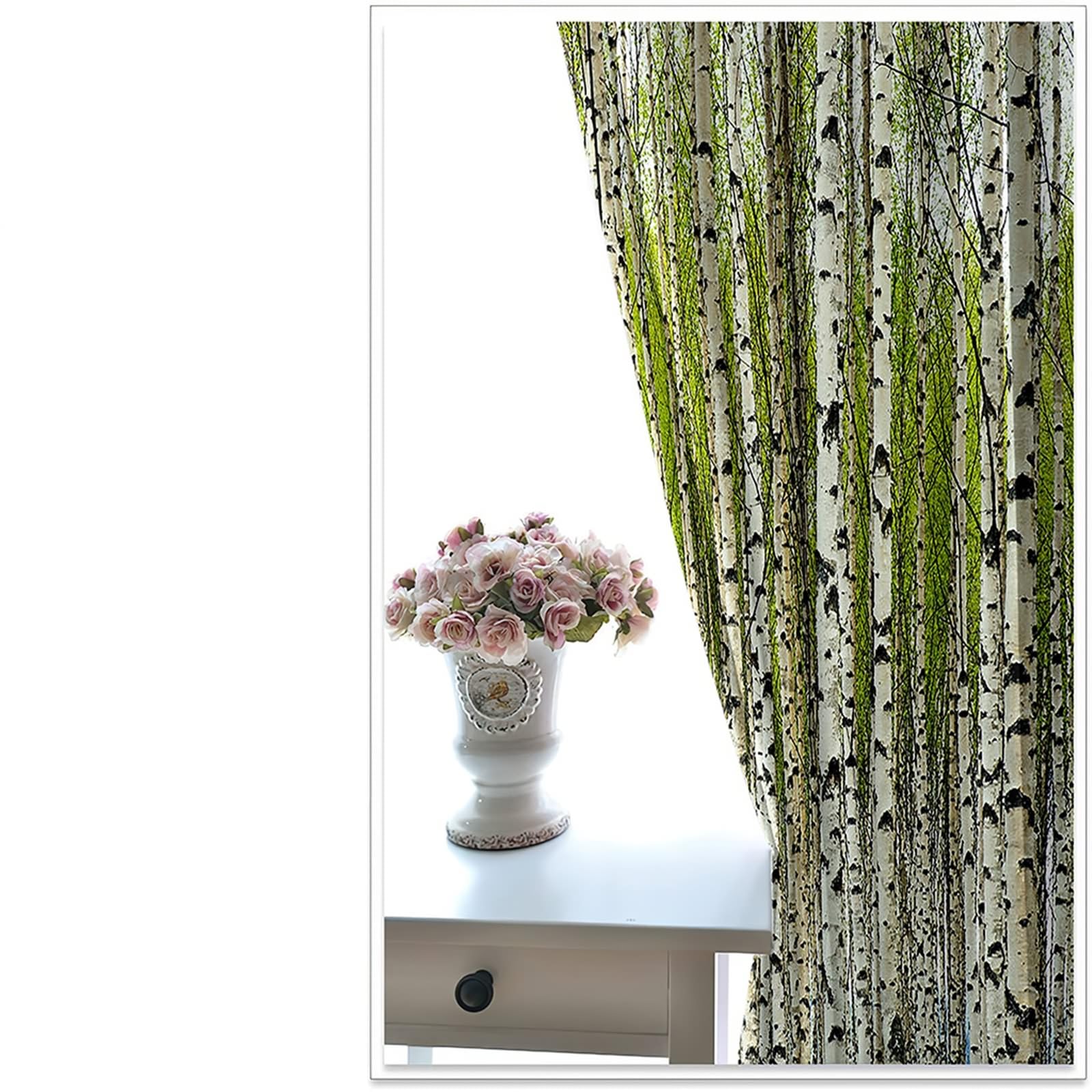 Zasłony zaciemniające o długości 137 cm, zasłony zaciemniające do pokoju, 2 zestawy paneli 34 szer. x 137 cm dł. brzozowy las, zasłony termiczne do sypialni