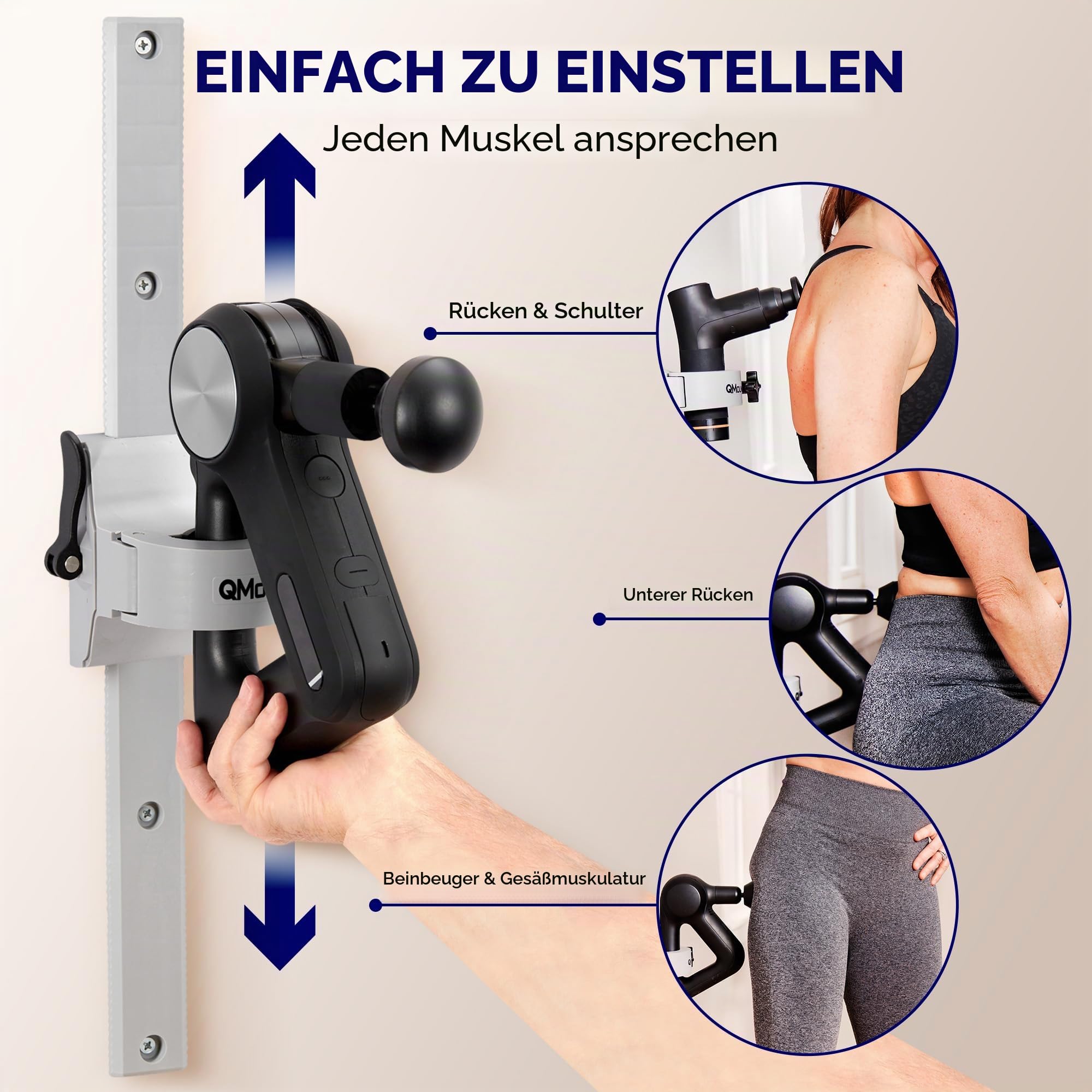 Massagepistolenhalter für den Rücken – voll verstellbare Massagepistole, Wandhalterung, hochfester Nylon-Körper, rutschfest, starke Befestigung