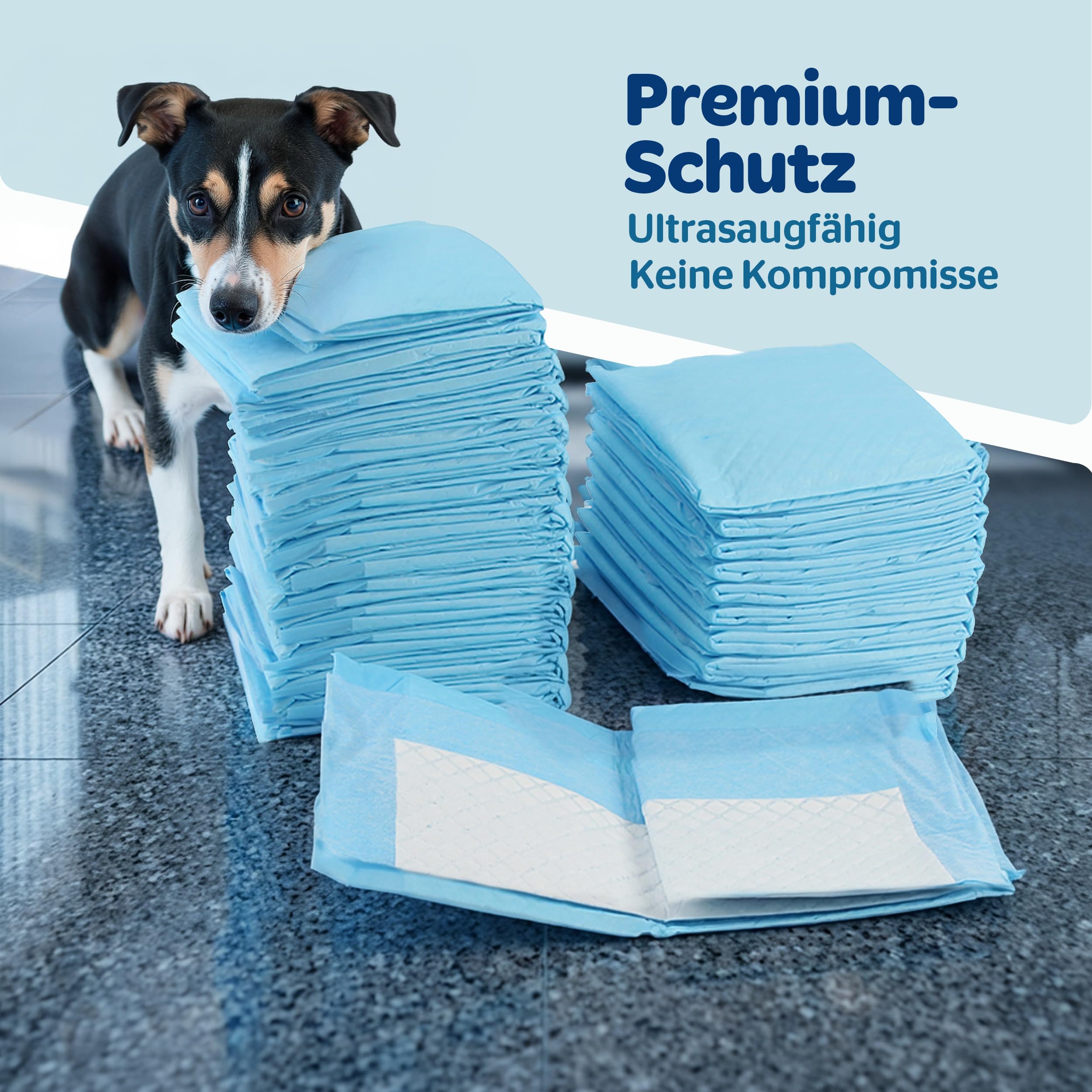 PORTENTUM PIPI Matten für Hunde 90x60 – Welpen Unterlagen mit Geruchskontrolle – Wickelunterlage Einweg auslaufsicher – Trainingspads für Hunde saugfähig