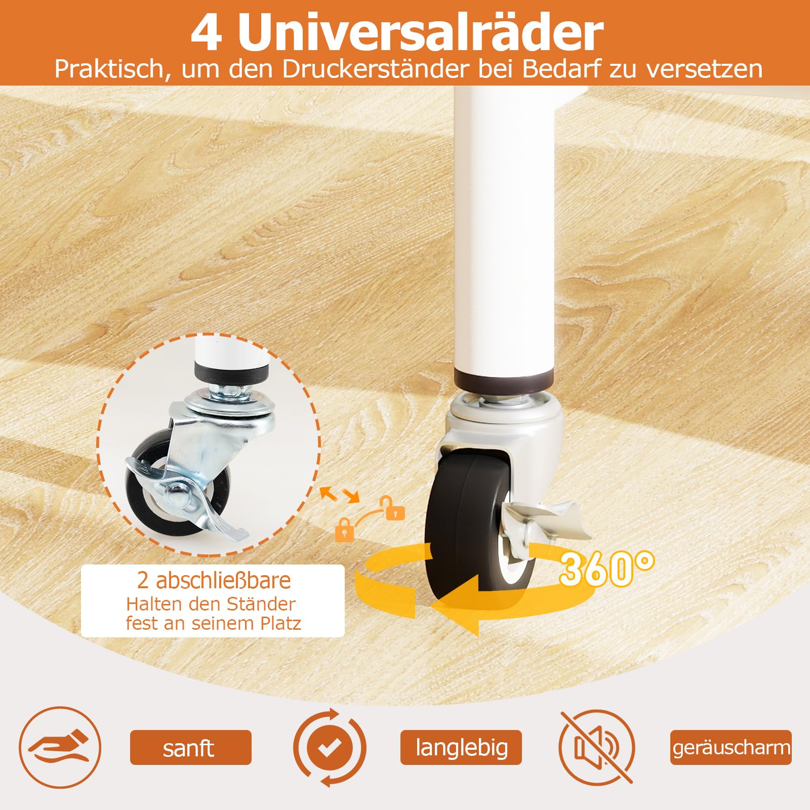 COSTWAY 3-stufiger Druckerständer höhenverstellbar, Druckerwagen mit Ablageflächen & Rollen, Aufbewahrungswagen mobil, Maschinenständer für 3D-Drucker, Faxgerät 49 x 40 x 77 cm (Weiß)
