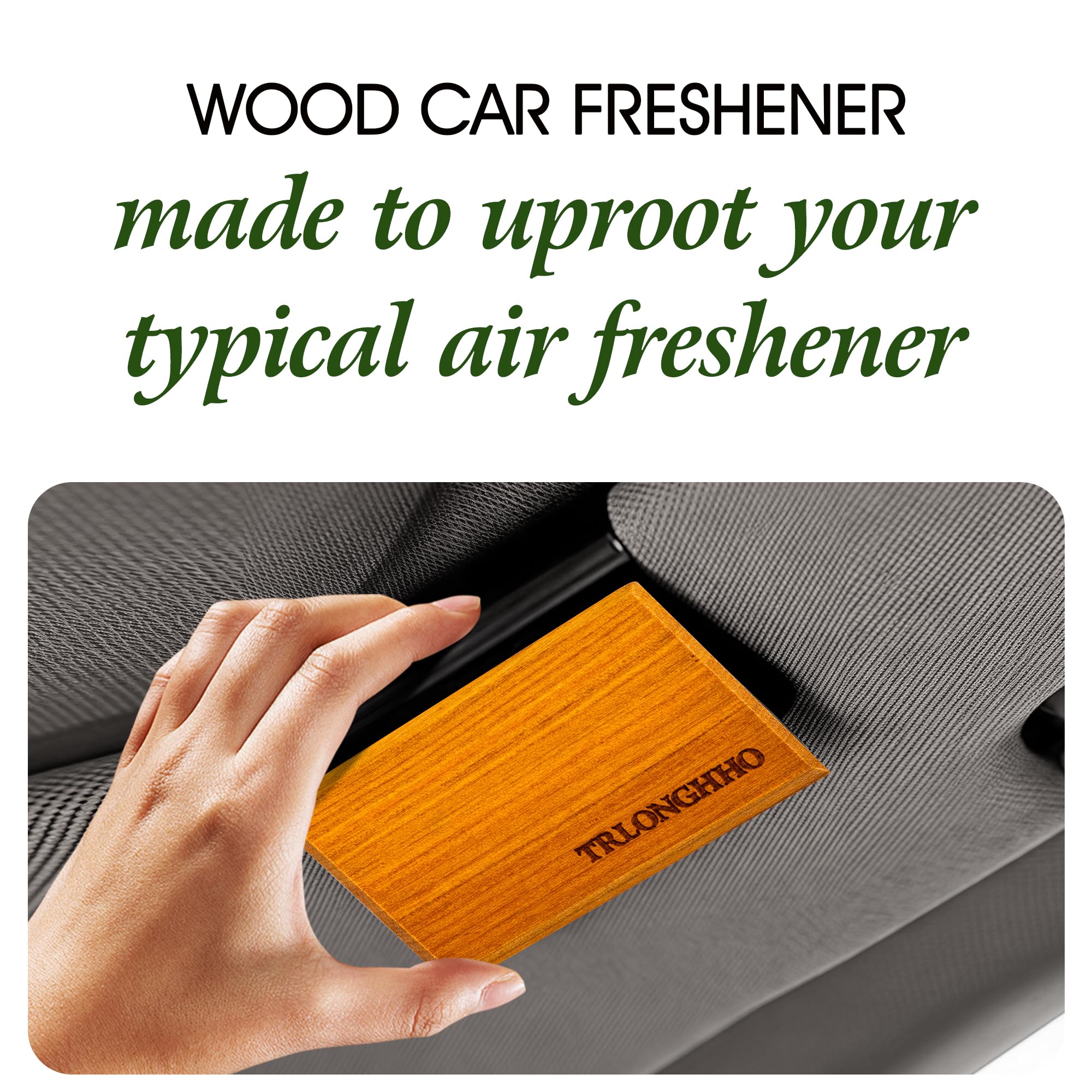 Car Air Freshener-Wood Air Freshener-Car Odor Eliminator-car scent-Long Lasting Scent-Variety Scent Refill（Teak-Amber-Grove）3pcs- Metal Clip 1pcs — view 2