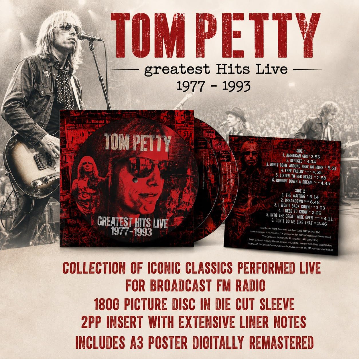 Greatest Hits Live 1977 - 1993 - Tom Petty And The Heartbreakers - Limited Edition, Includes A3 Poster & 2PP Insert with Extensive Liner Notes