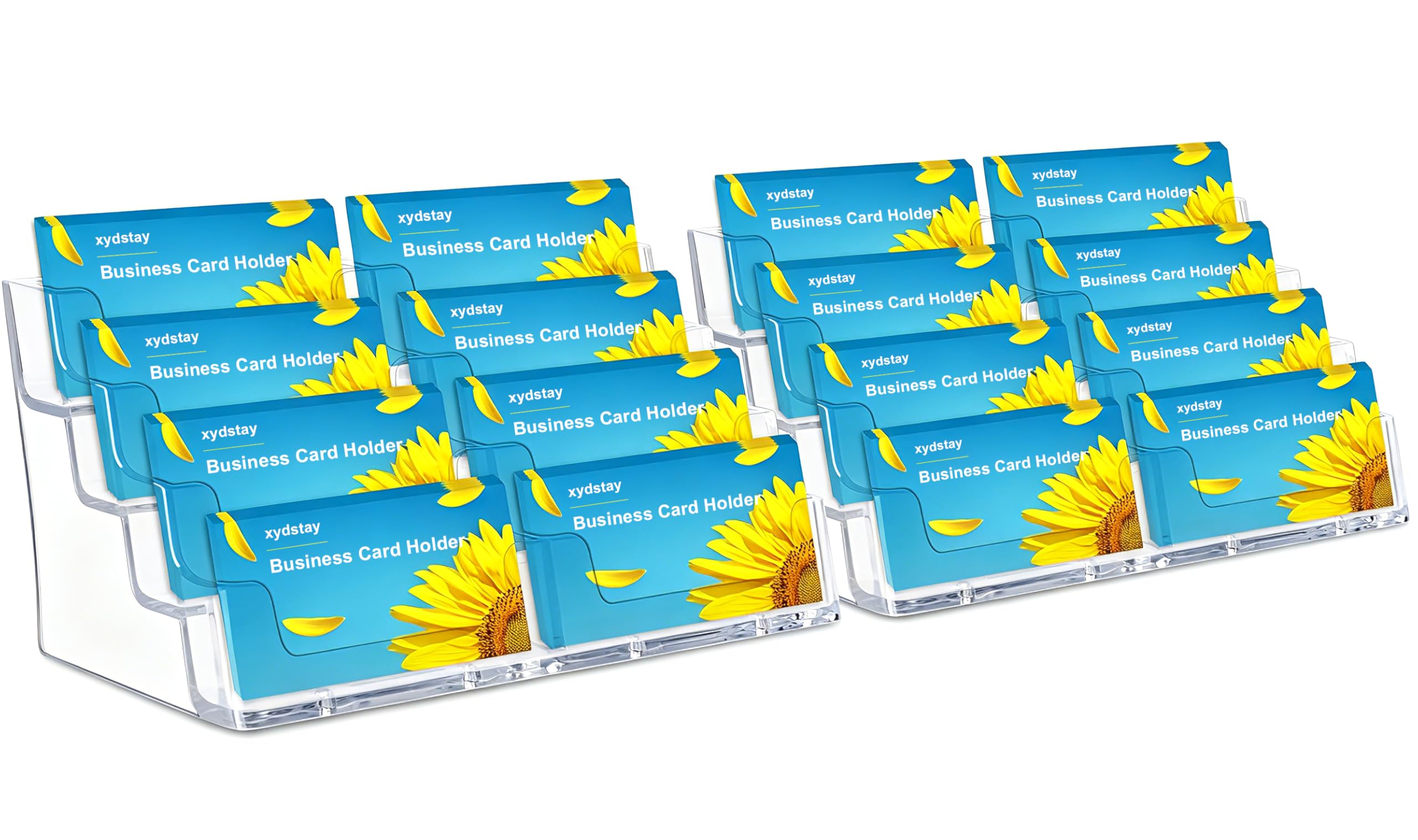 xydstay Lot de 2 porte-cartes de visite en acrylique transparent à 4 niveaux avec 8 poches, peut contenir 400 cartes, idéal pour le bureau et l'espace de travail