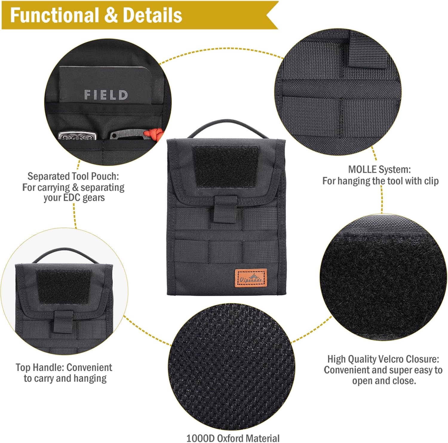 VIPERADE VE12 Folding EDC Organizer Pouch, Molle Tool Bag, Trifold Tool Pouch, Utility EDC Pocket Organizer for Outdoor and Daily Used - Image 3
