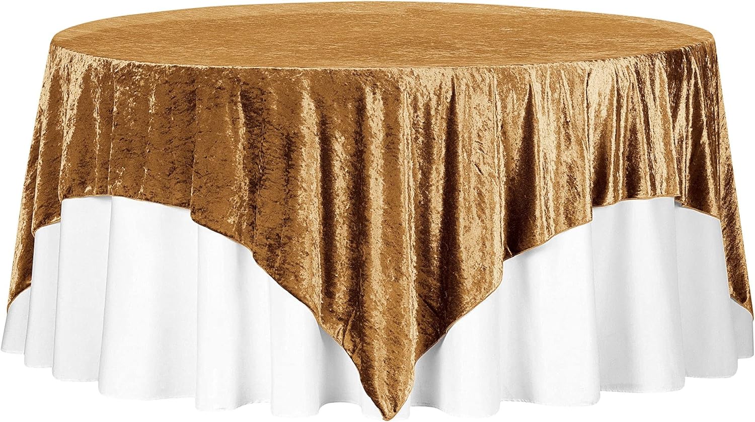 Velvet Mustard Gold Square Tablecloth Overlay - 85" (Pack Of 1) - Ideal For Weddings, Parties & Events