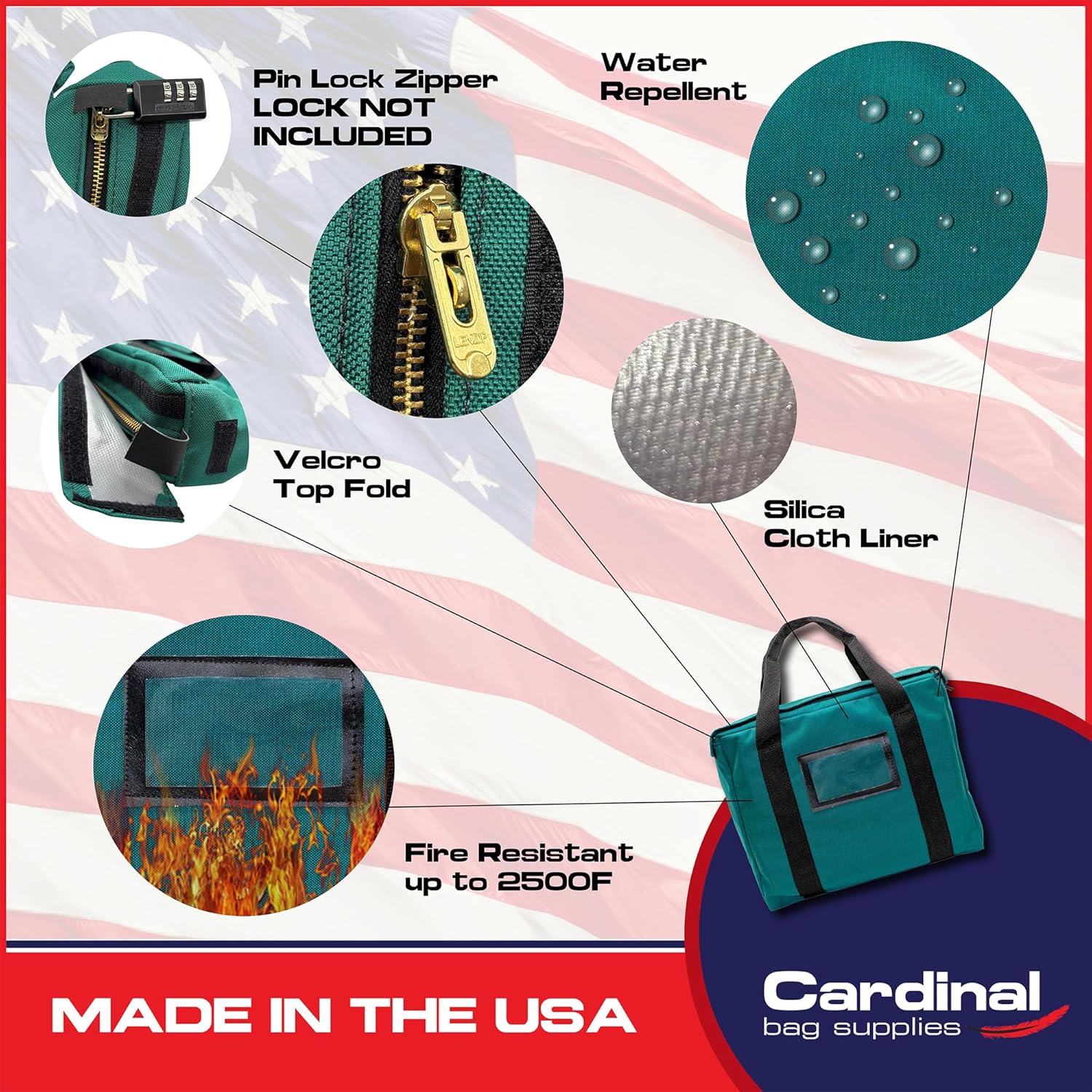 Fire Resistant and Water Repellent Briefcase Document Bag 14 x 11 x 3 Inch