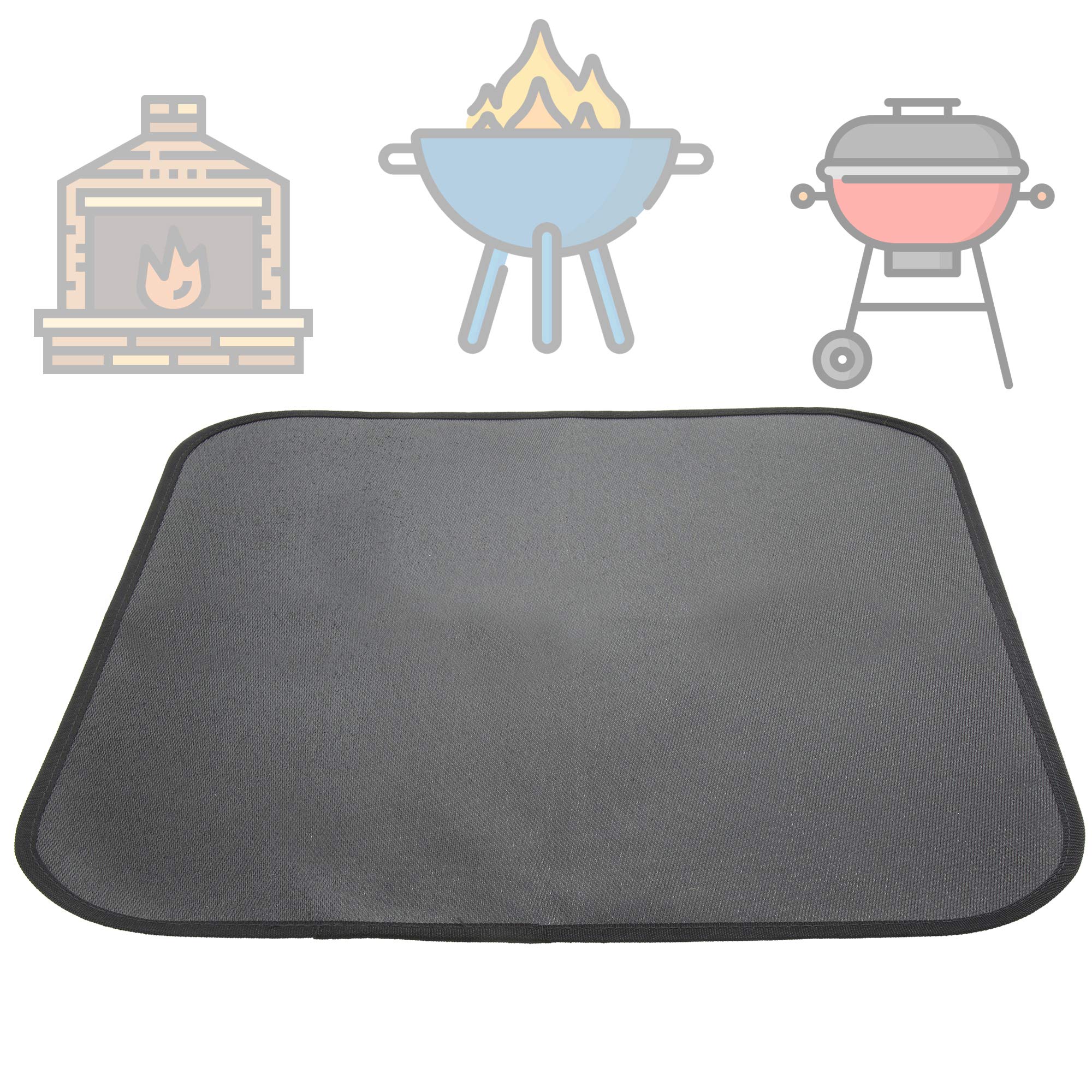 Biniiki shop Fire Pit Mat | Fireproof Mat | Patio Square Fire Pit Pad | Premium Indoor Outdoor Fire Resistant Rugs for Fireplace | Fireplace mat | Heat Resistant Mat Ember Mat 20 X 20 Inch Black