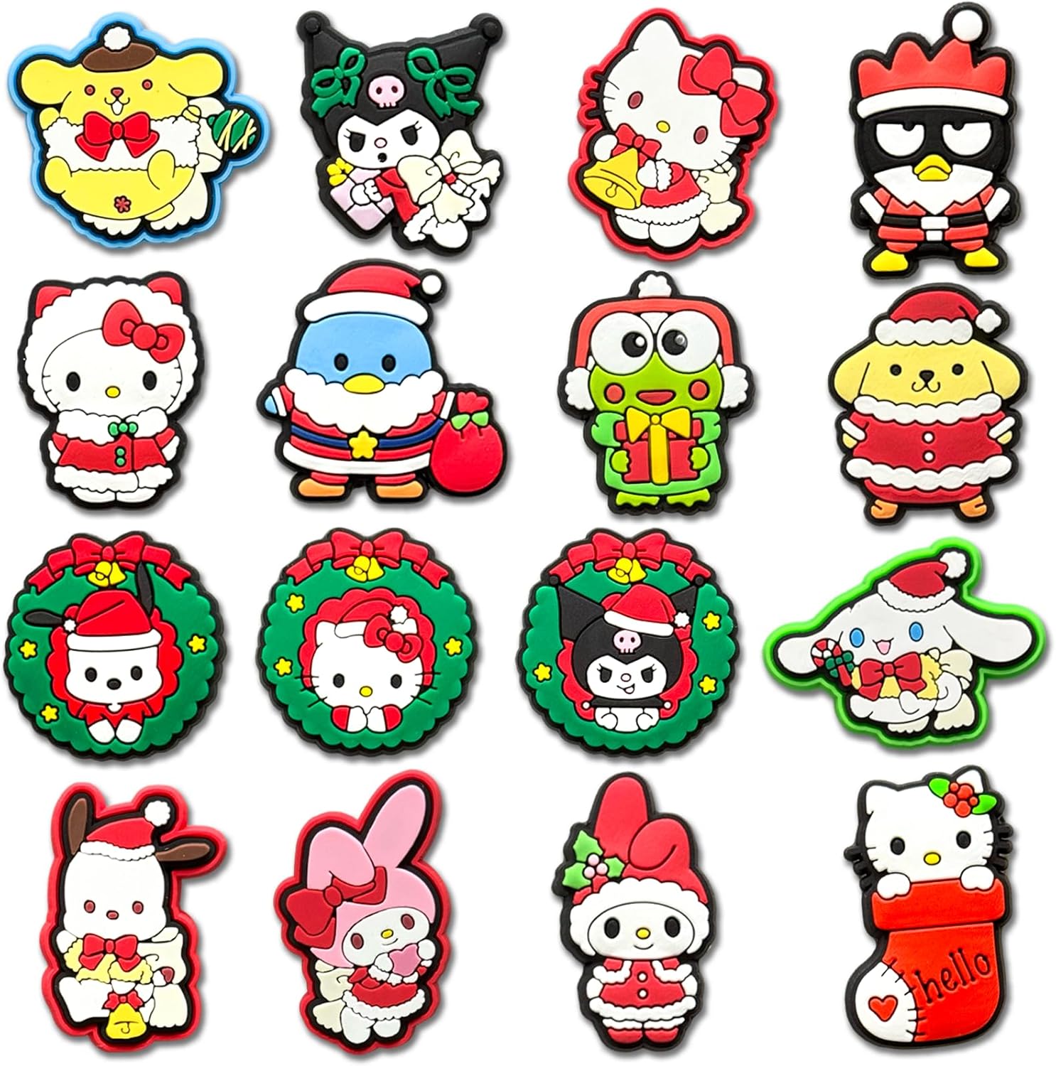 クロコクロッグサンダル用クリスマス漫画靴装飾チャーム16個 大人用のかわいいチャーム