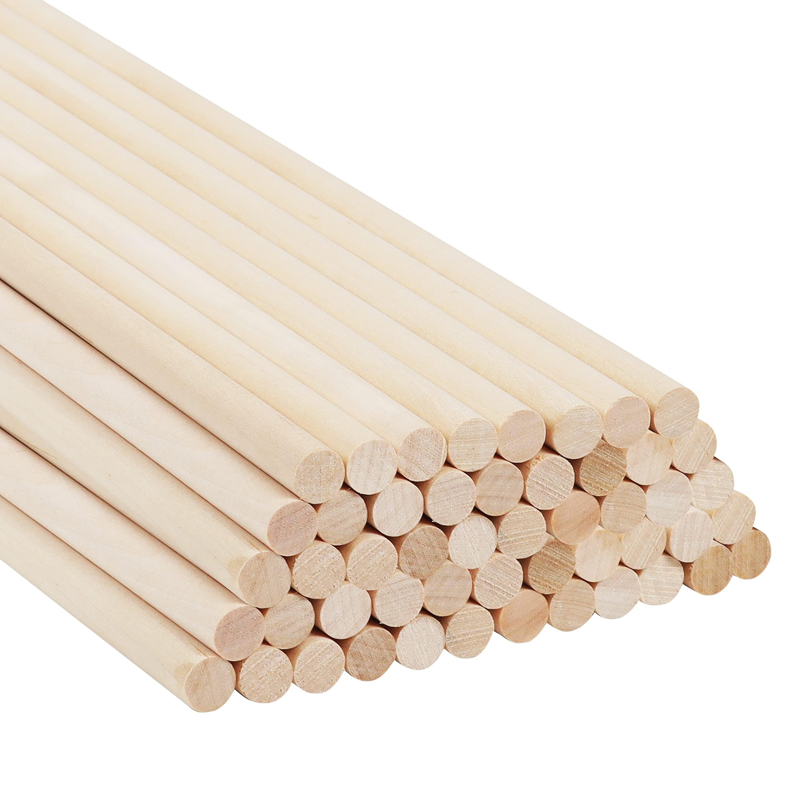 Belle Vous Afgerond natuurlijk houten stokje (50 stuks), 30 cm, extra lang, 12 mm, houten stok voor kunstproject, decoratie en creatieve vrije tijd
