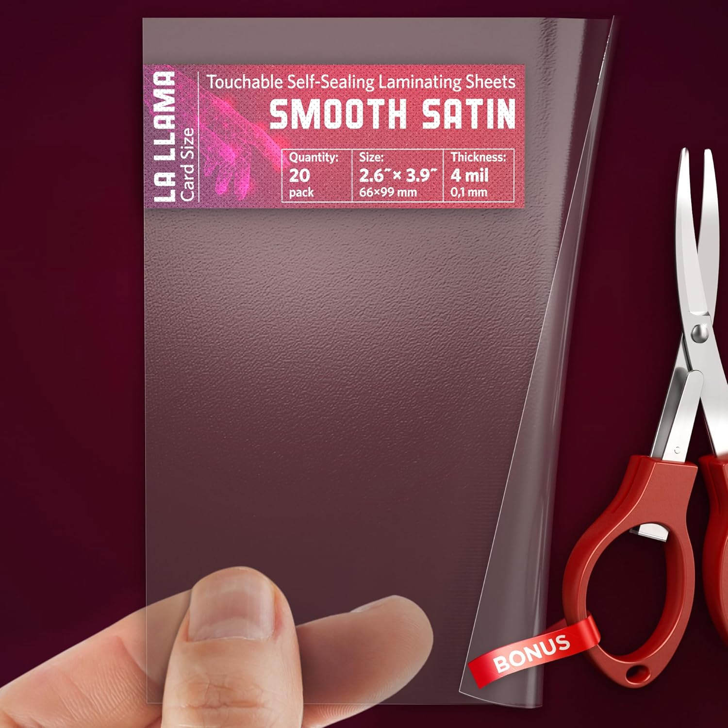 Textured Self Adhesive Laminating Sheets, Smooth Satin Finish, 2.6 x 3.