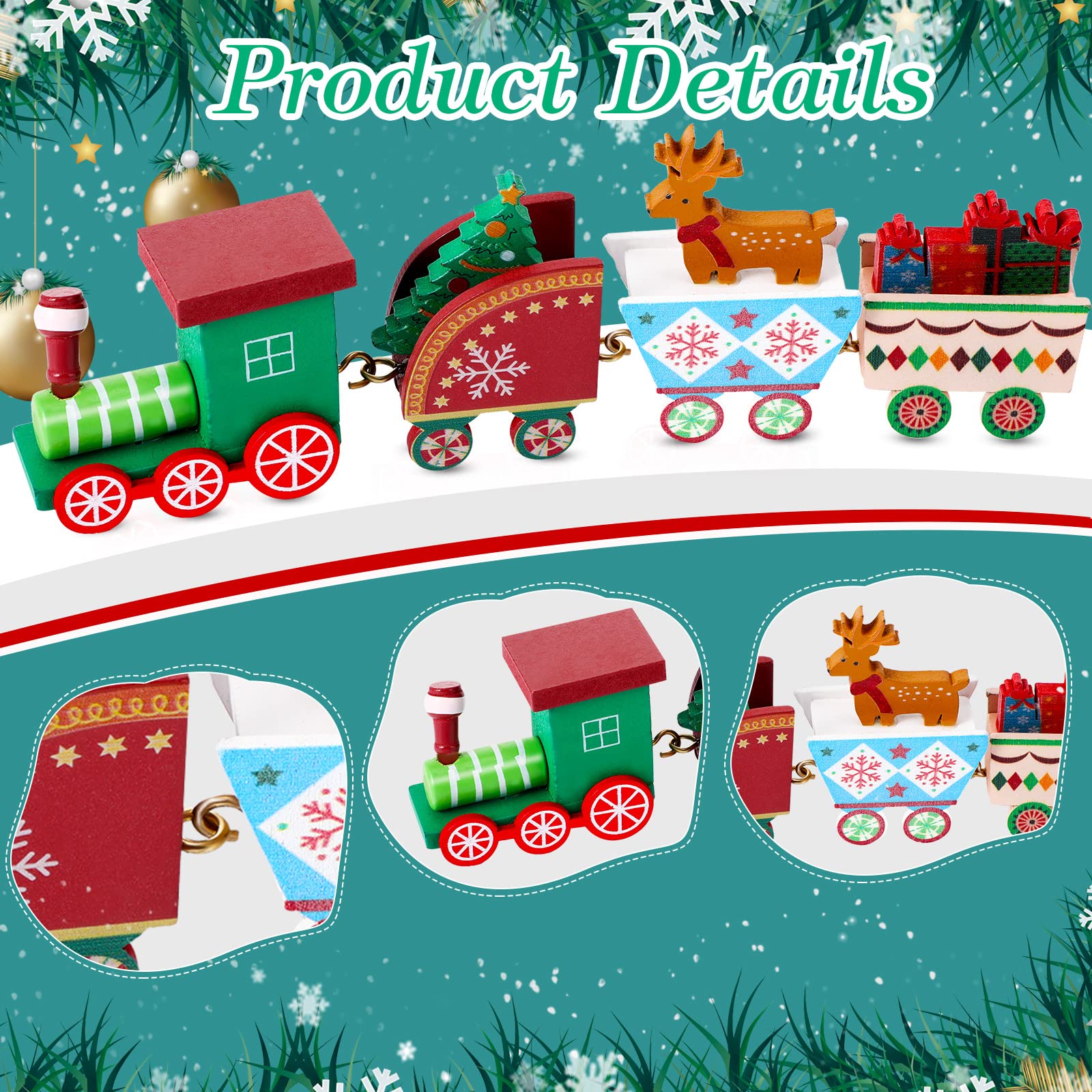 Christmas Train Painted Wooden Christmas Decoration Mini