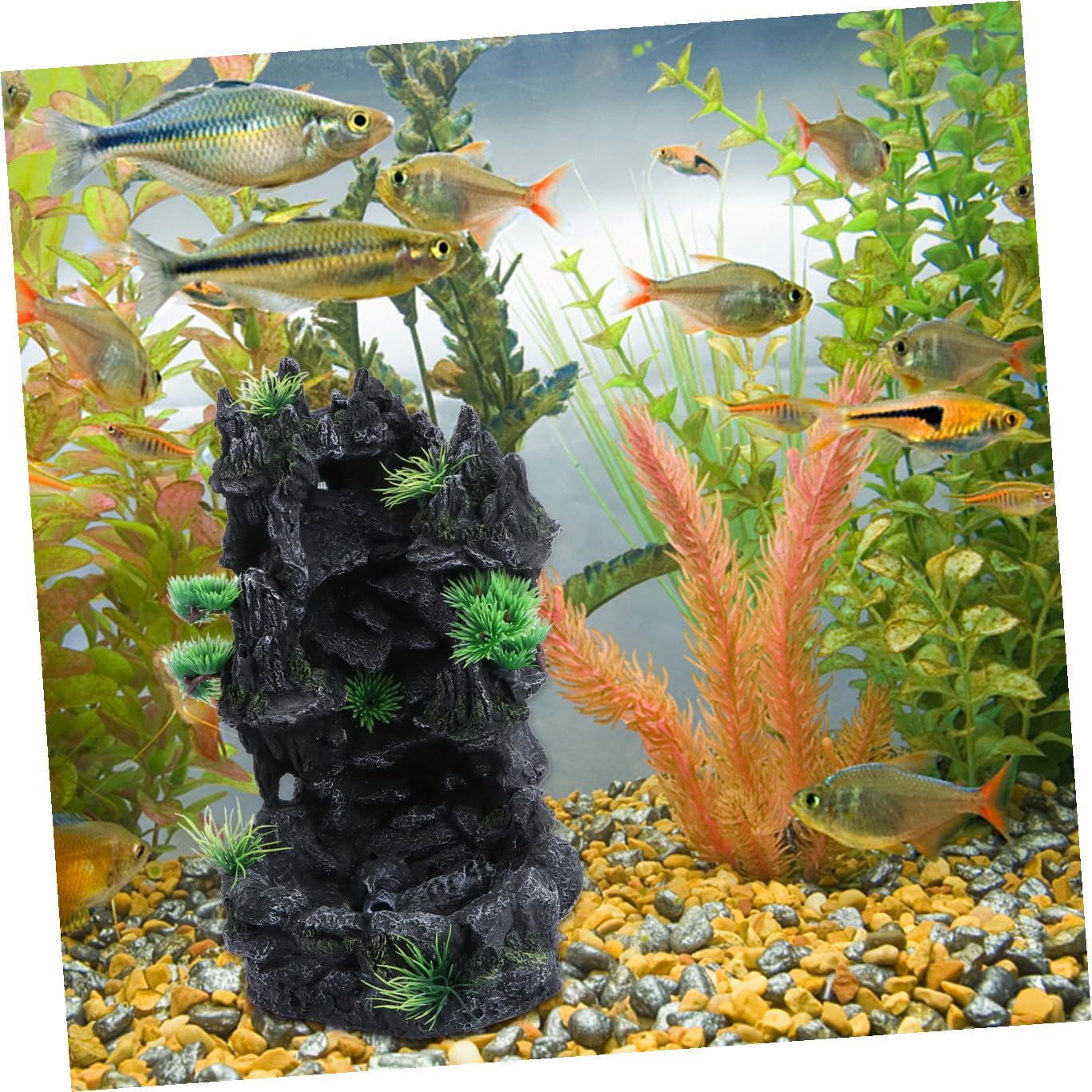 Happyyami 1stück Kreative Aquarium Dekoration Mit Wasserfall-Effekt Resin Rockery Für Fischbehälter Langlebig Und Pflegeleicht Für Wohnräume Und Badezimmer