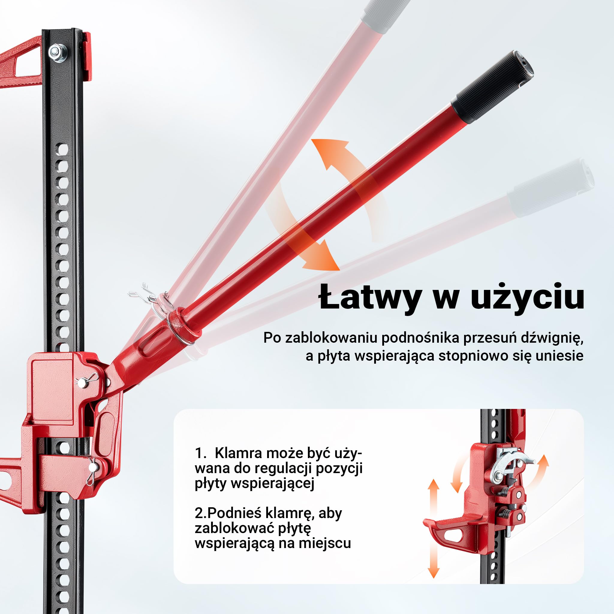 Wiltec Podnośnik farmerski 36" do 3000 kg udżwigu i maks. 76 cm wysokości podnoszenia, podnośnik terenowy do samochodów