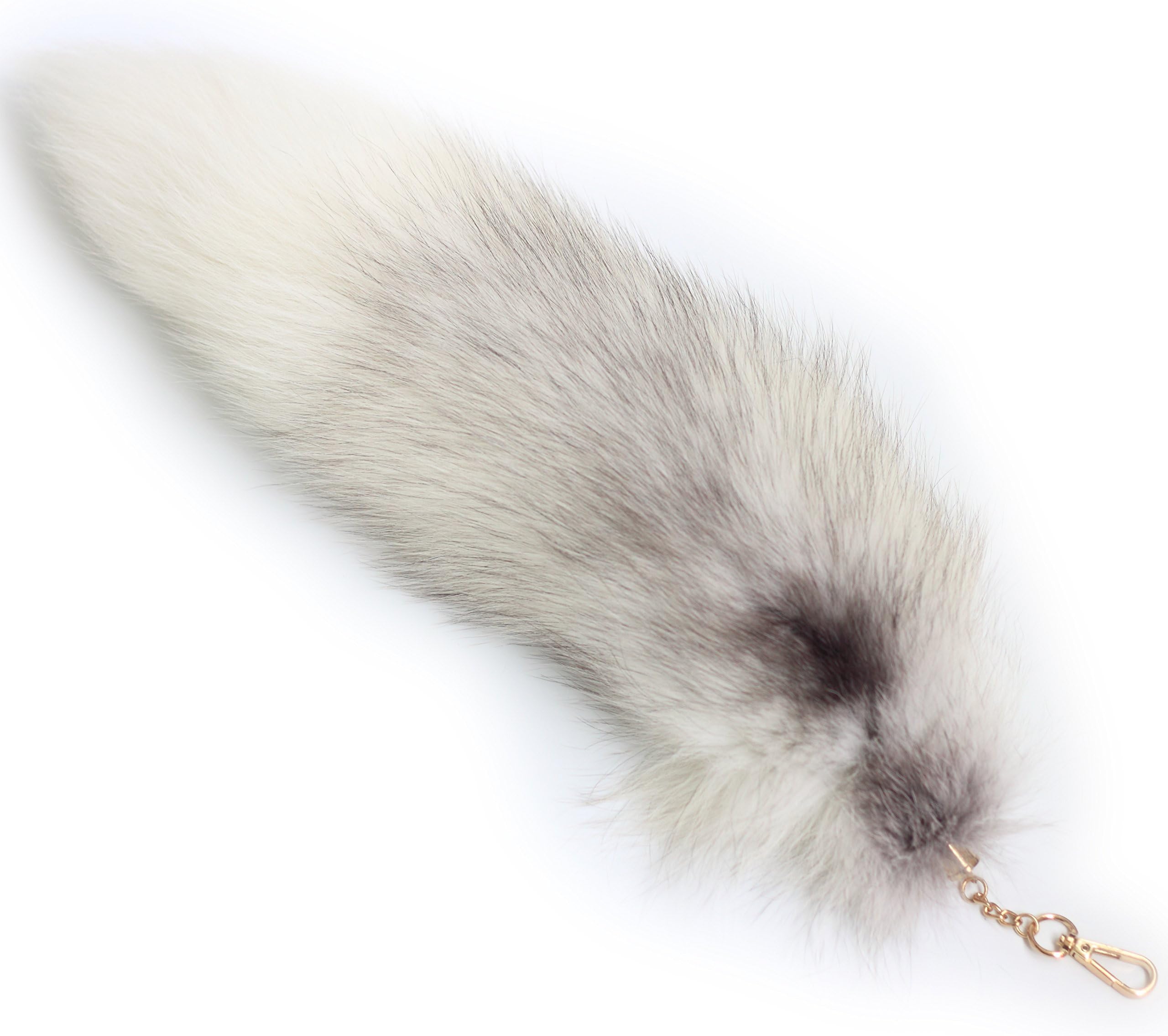 Supper Huge and Fluffy Sunny Fox Tail Fur Handbag Accessories Key Chain Ring Hook Tassels (White)