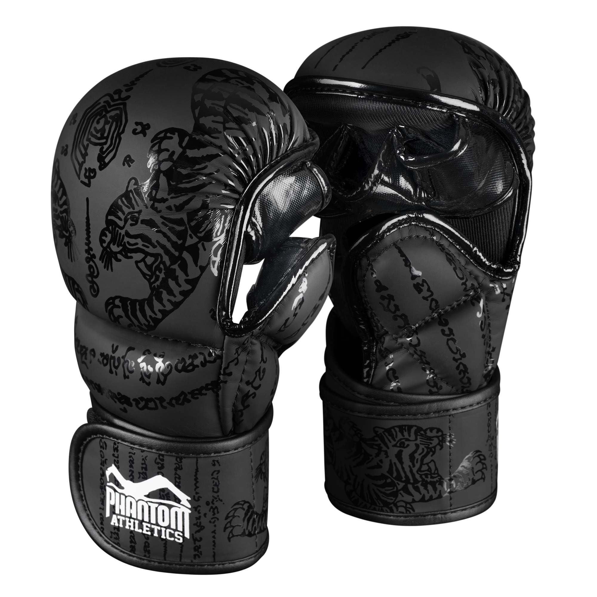 Phantom Athletics Men's Muay Thai - Black Phantom Apex Mma Gloves - Professional Gloves For Sparring, Fighting, Boxing, Wrestling (, S/M)