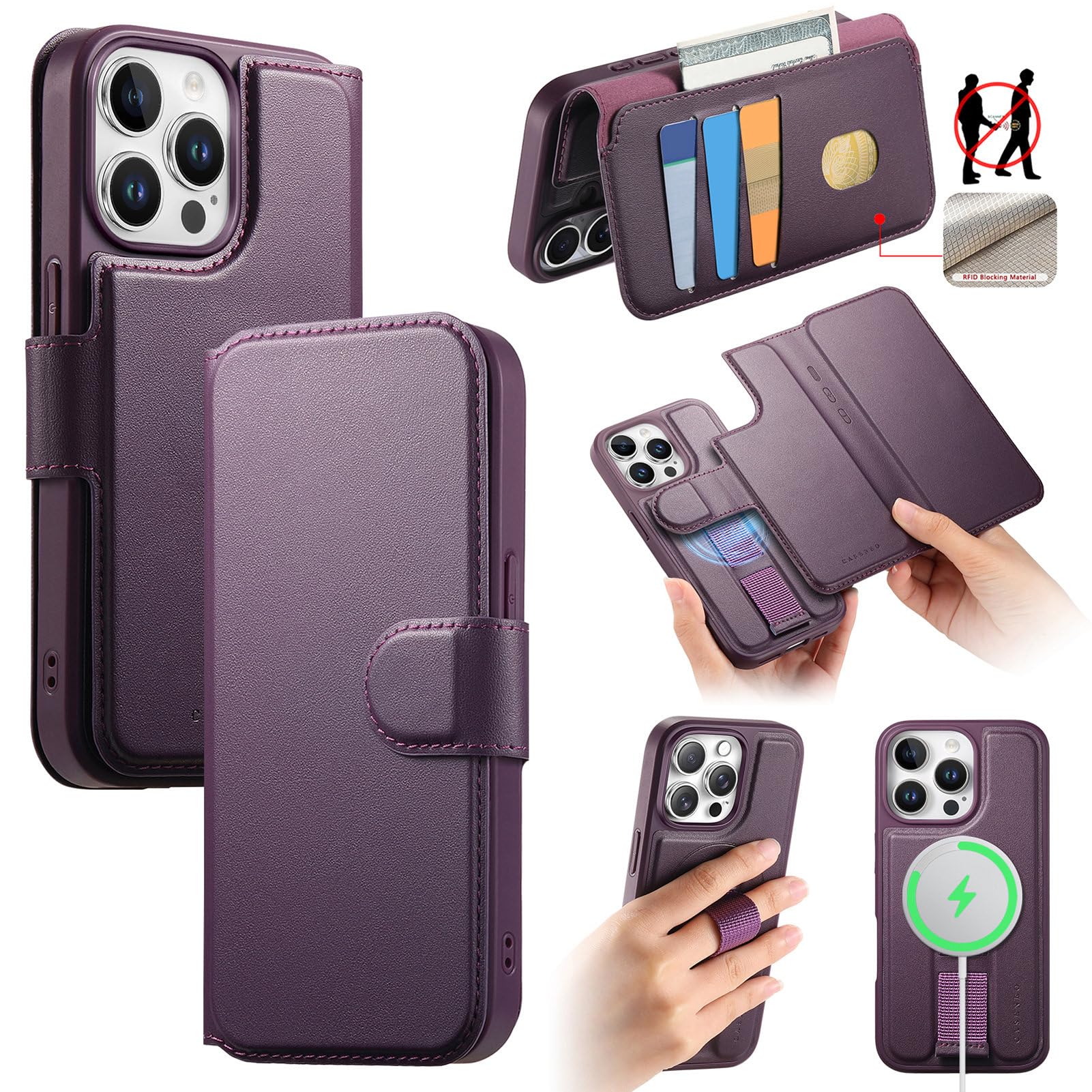 Funda iPhone 14 Pro Asuwish PSCXK US morada resistente conector accesible 8
