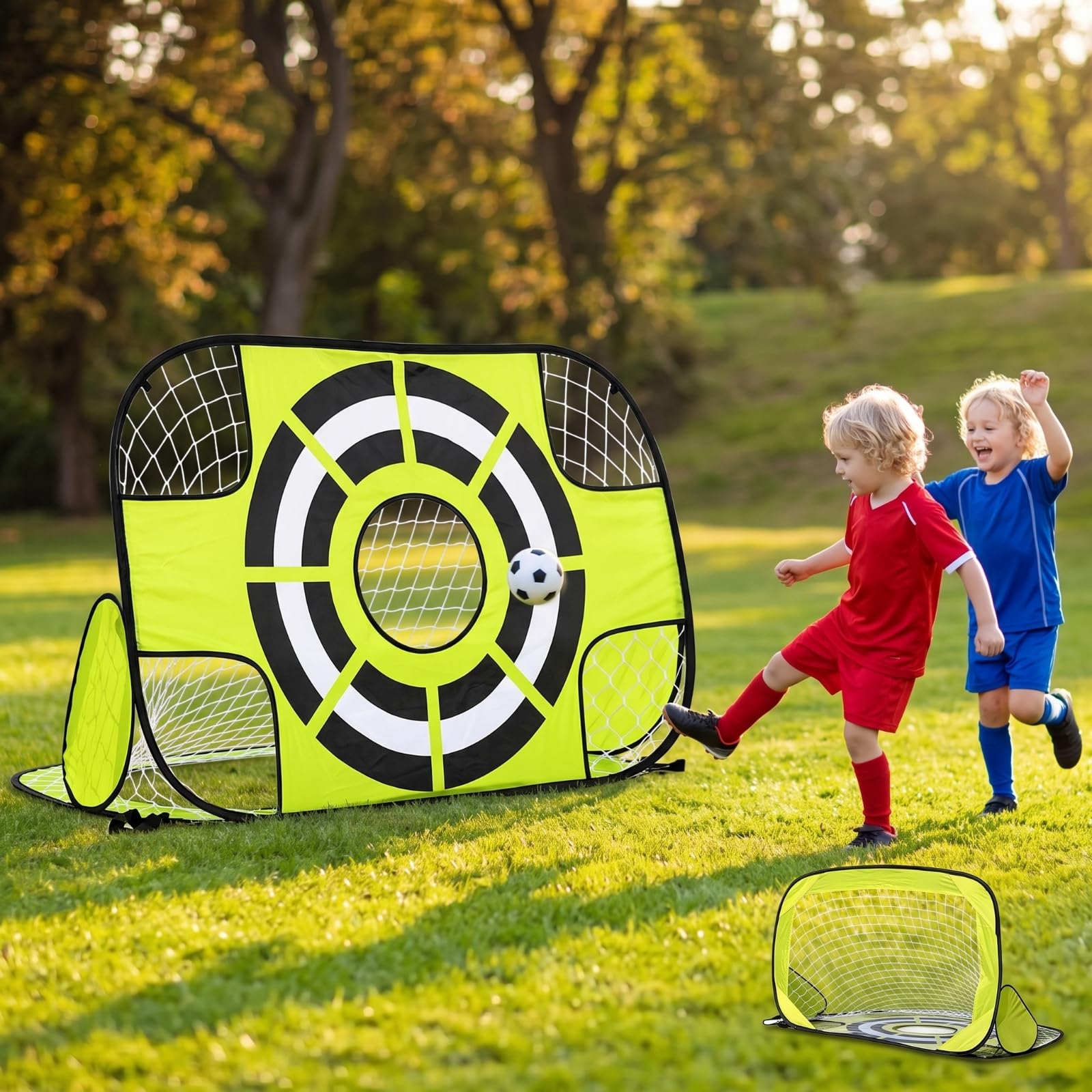Portería Plegable con Compacta Portería Fútbol Infantil Ligera Arco Fútbol Portátil para Playa