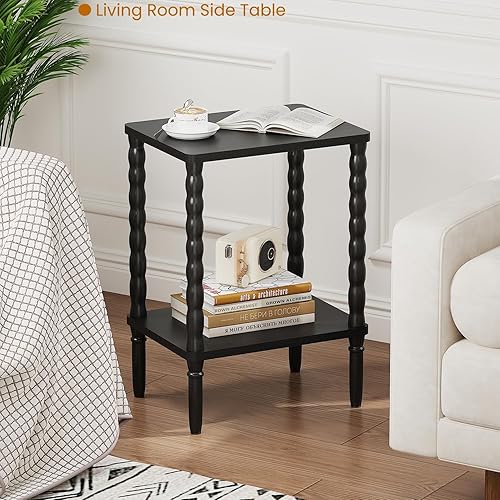 Vista 2 de Mesa auxiliar, mesa auxiliar pequeña y estrecha para dormitorio, sala de estar y espacios pequeños, mesita de noche delgada, mesa auxiliar de sofá