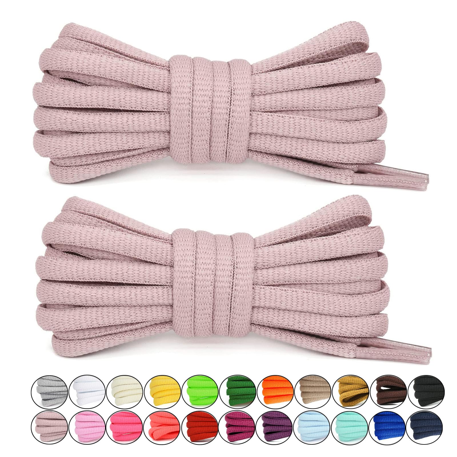 Stepace [2 Pairs Half Round Shoe Laces for Sneakers 76cm - 182cm Length 22 Color Shoelaces
