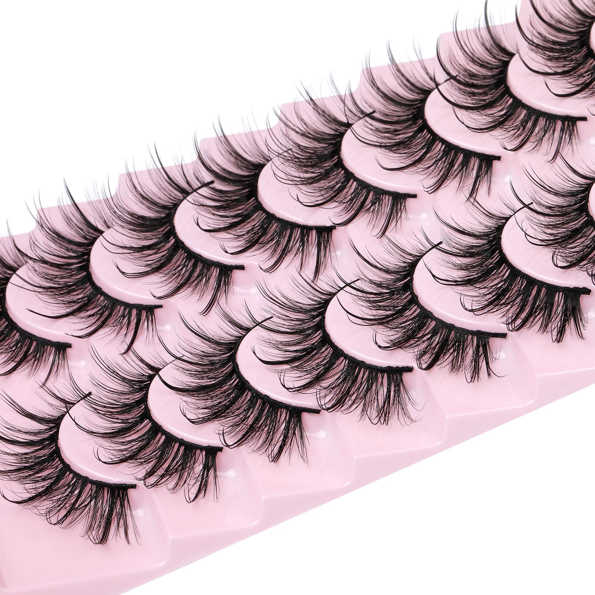 False Eyelashes Fluffy Faux Mink Lashes Wispy Fairy Cat Eye Lashes Spiky Strip Lashes Extension Natural Volume Fake Lashes Pack by GVEFETIEE 8 Pairs Black: False Eyelashes-002