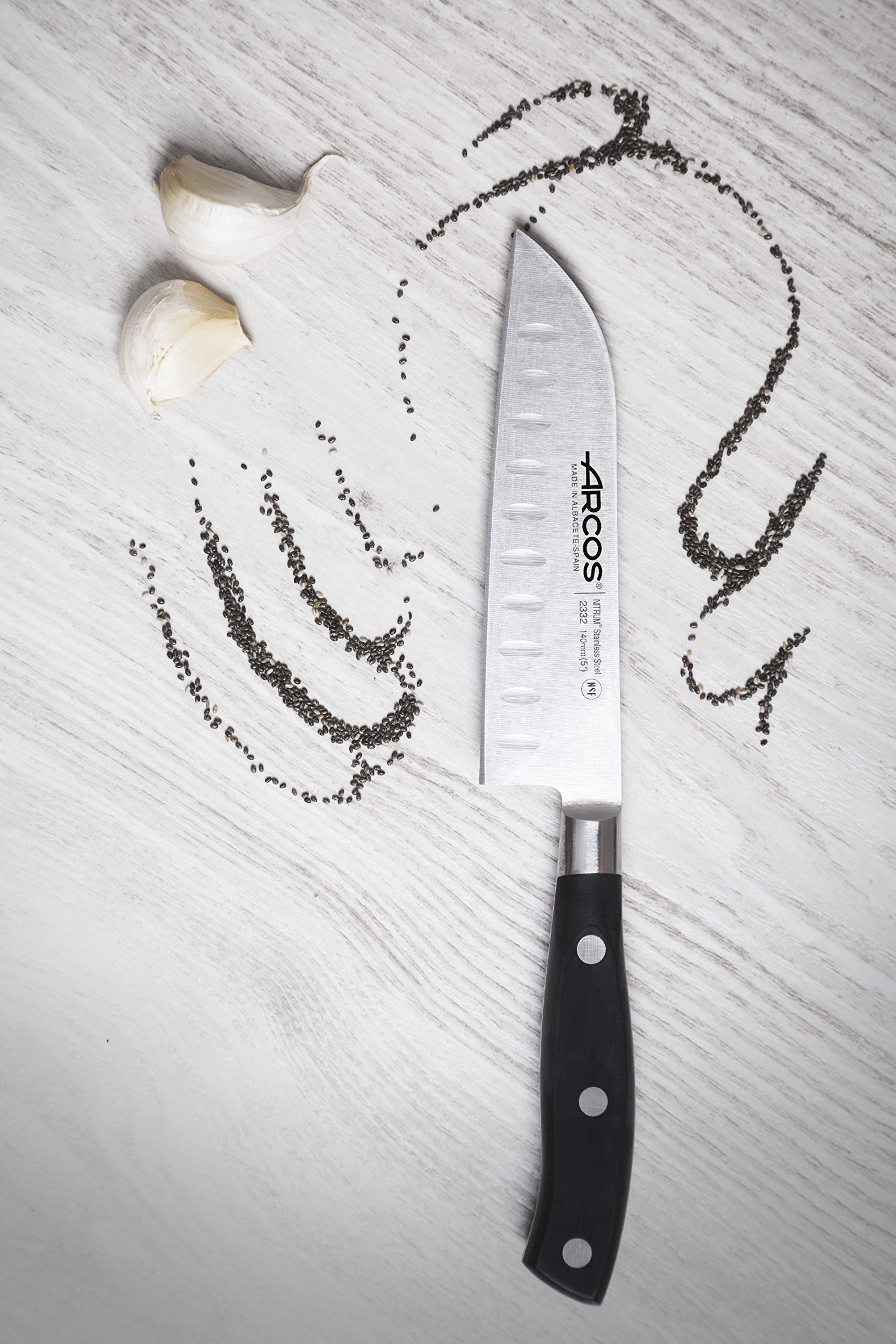 Arcos Serie Riviera Juego Cuchillos Cocina Acero Inoxidable Forjado Nitrum Mango POM Negro